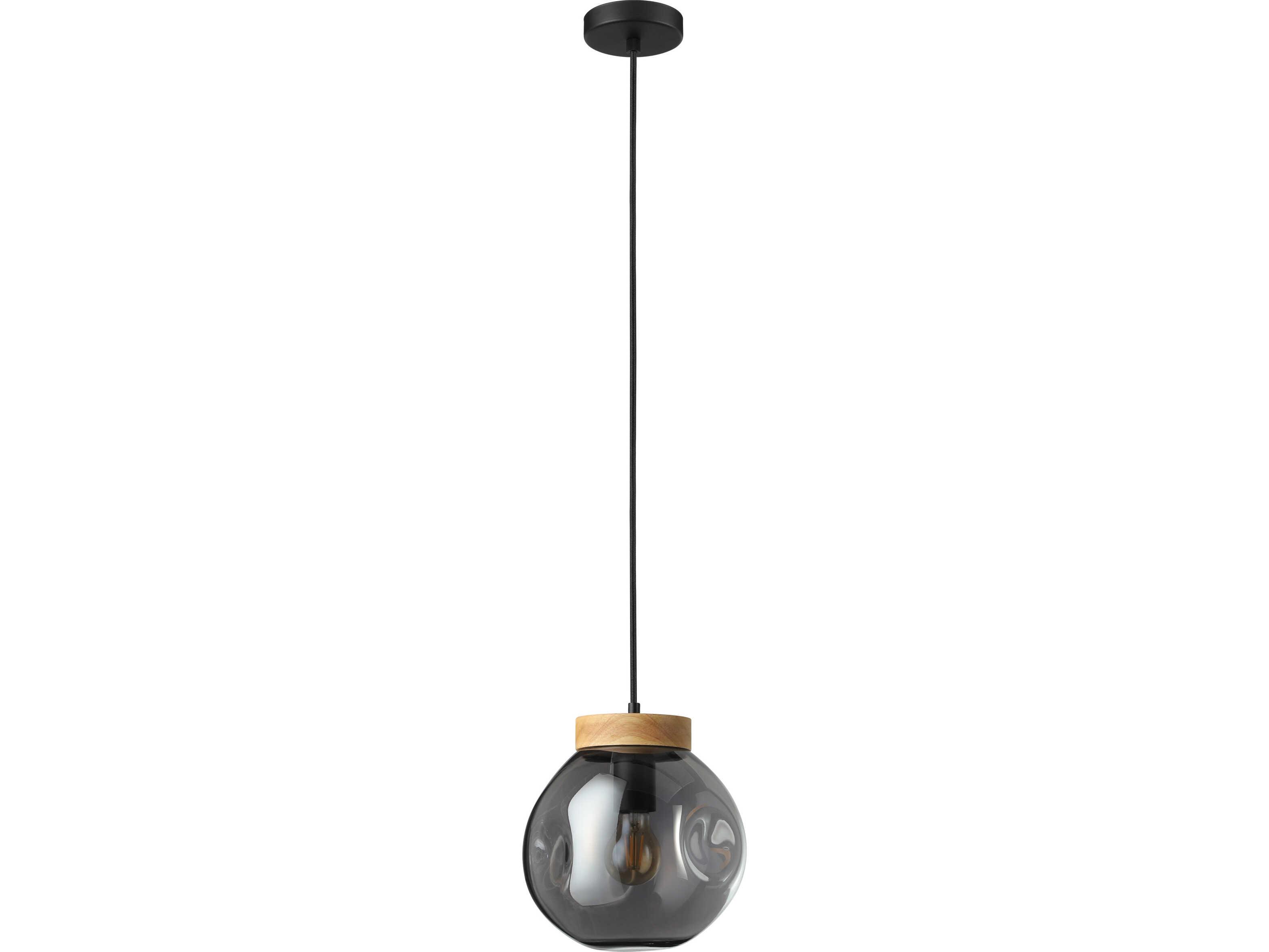 Eglo Magacela 1-Light Black Light Wood Mini Pendant