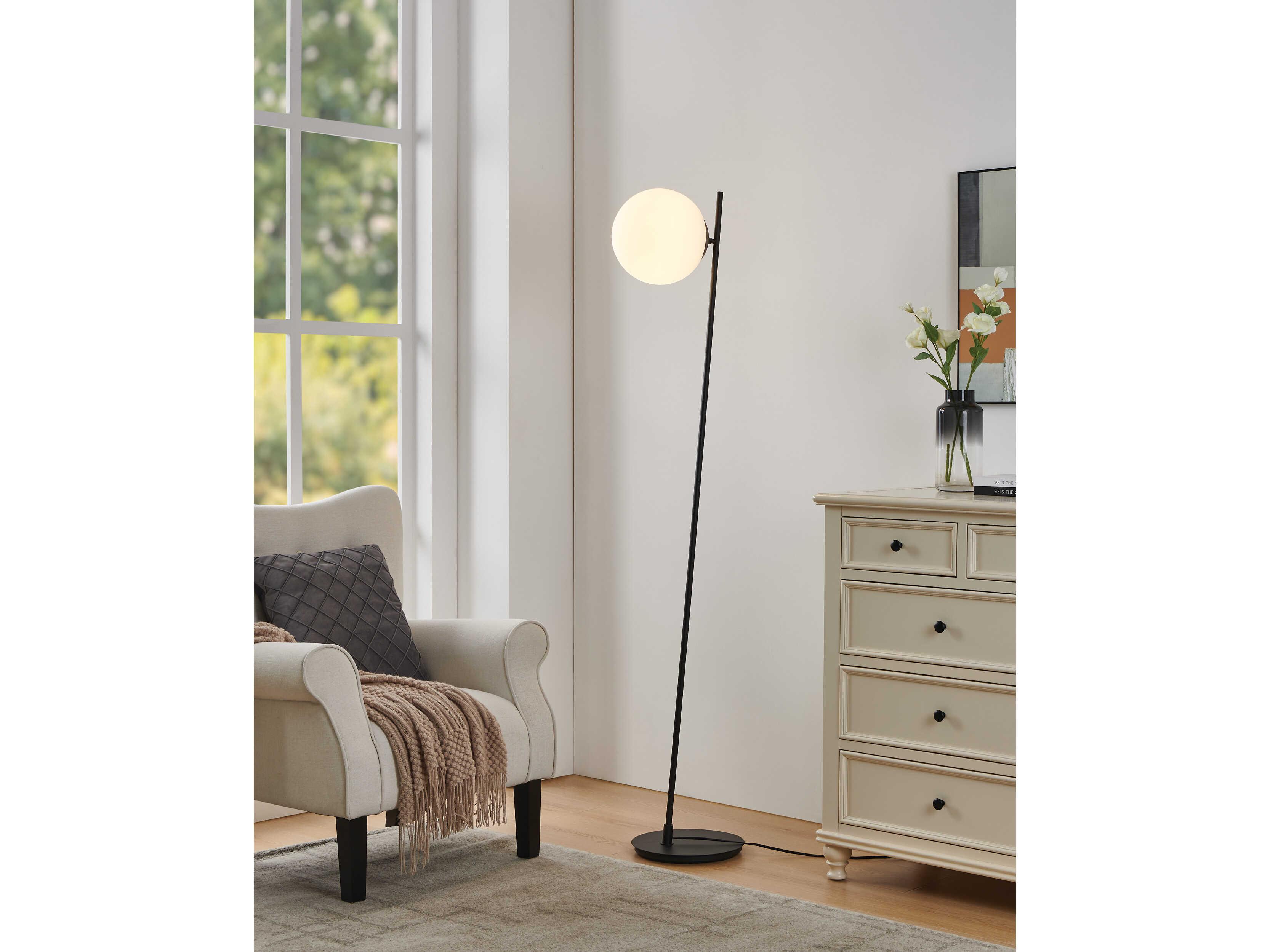 Eglo Rondo Black White Glass Floor Lamp