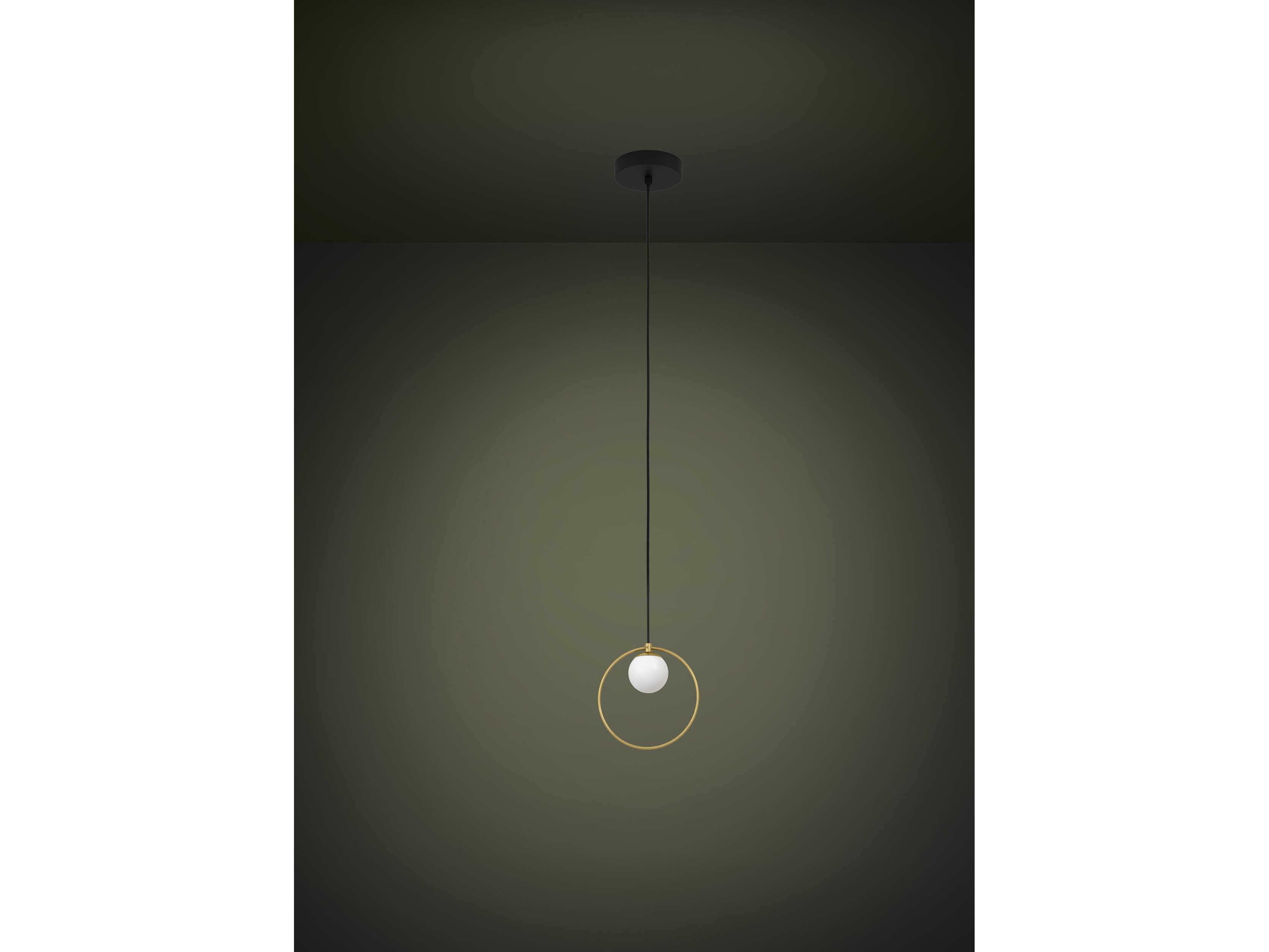 Eglo Portocolom 1-Light Black Shiny Brass Globe Round Mini Pendant