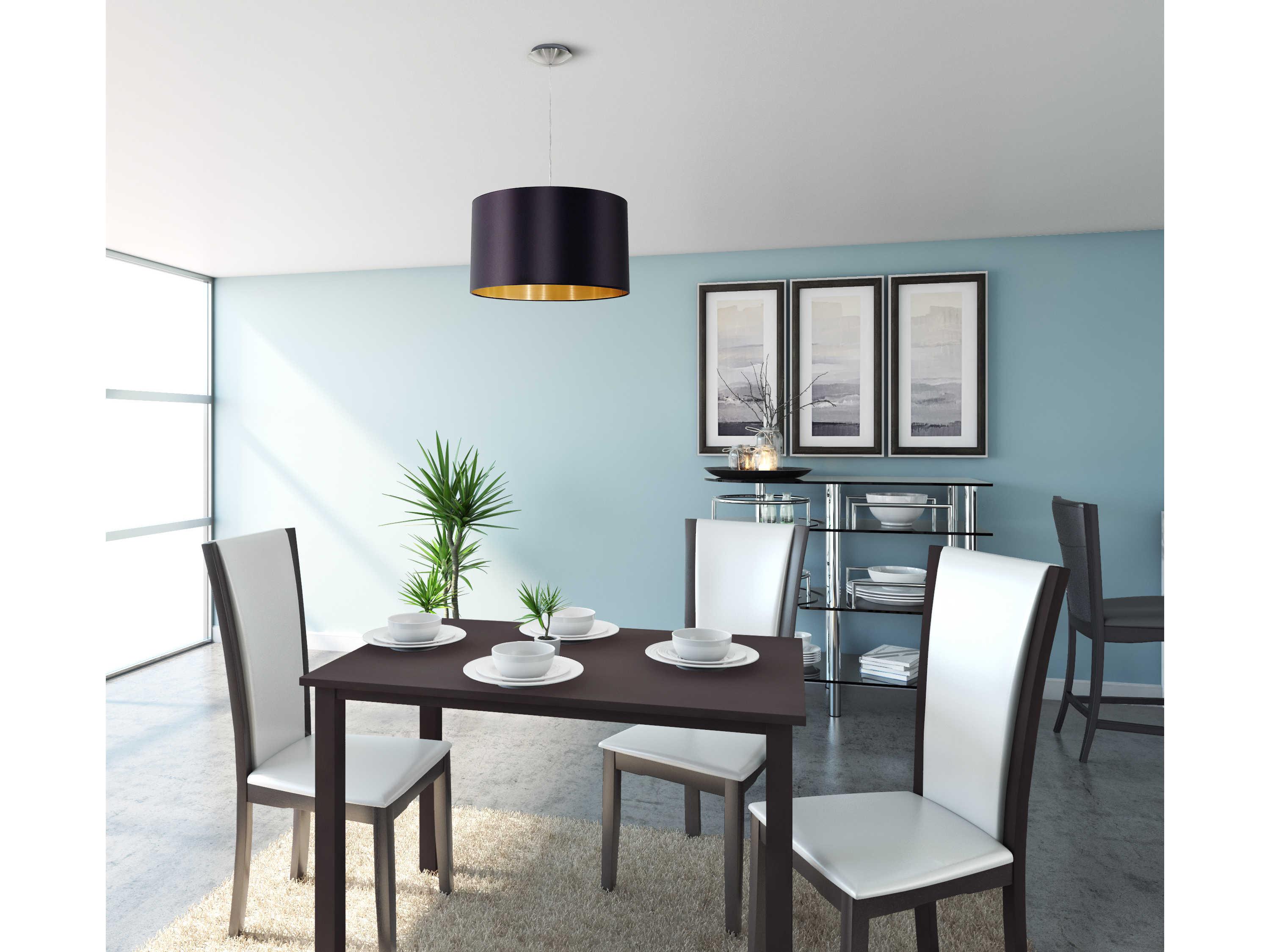 Eglo Maserlo 1-Light Satin Nickel Black Drum Pendant