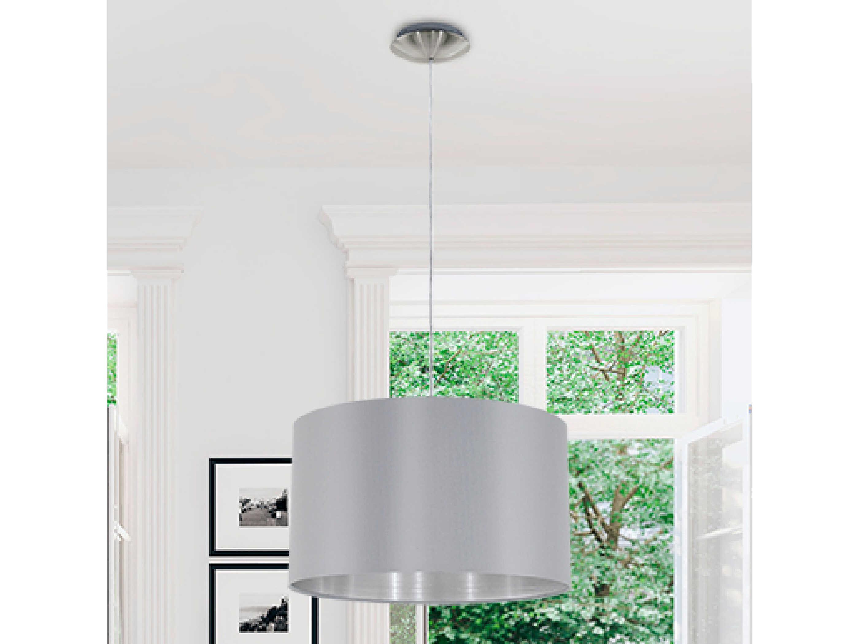 Eglo Maserlo 1-Light Satin Nickel Drum Pendant