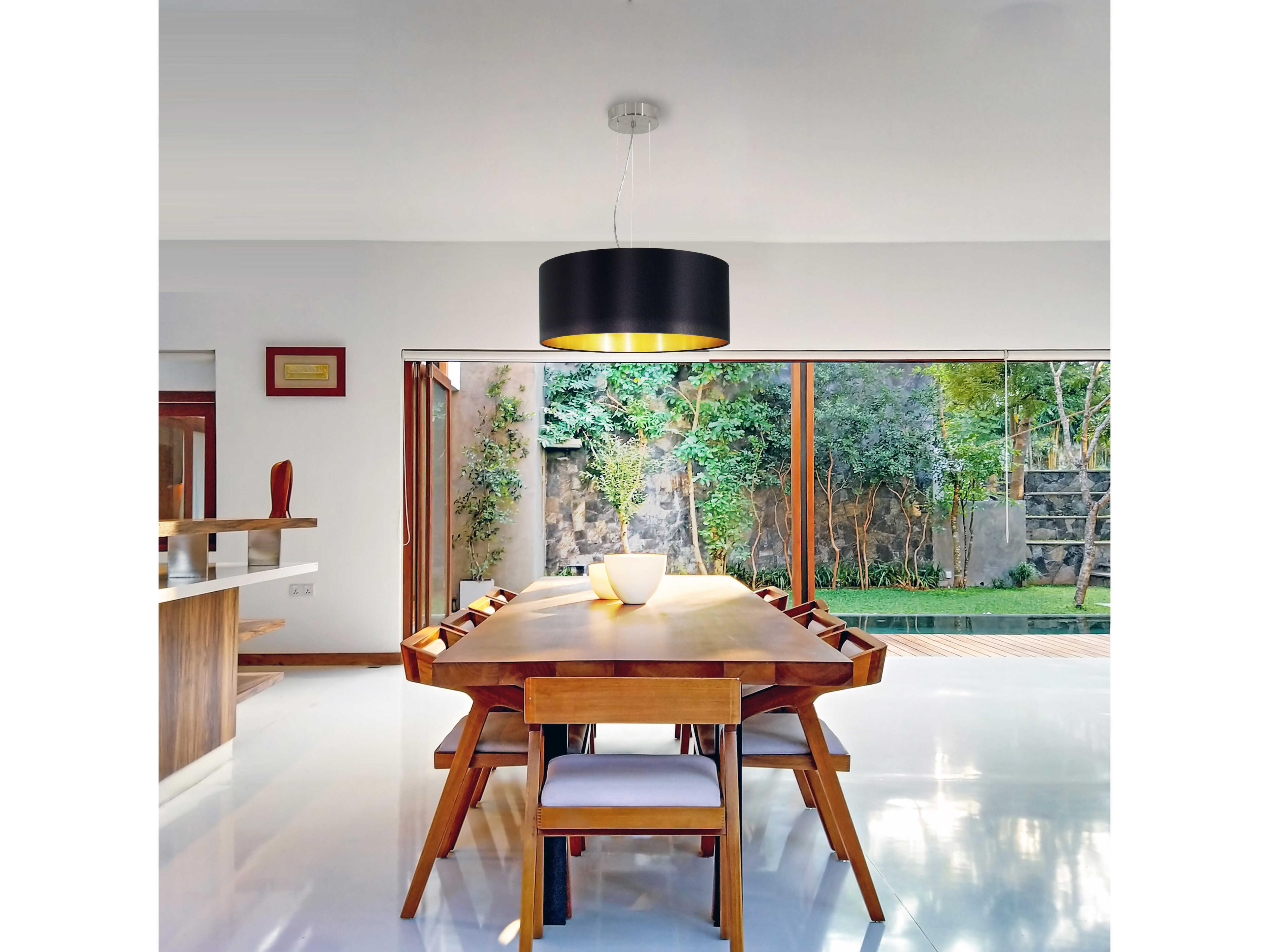 Eglo Maserlo 3-Light Satin Nickel Drum Pendant