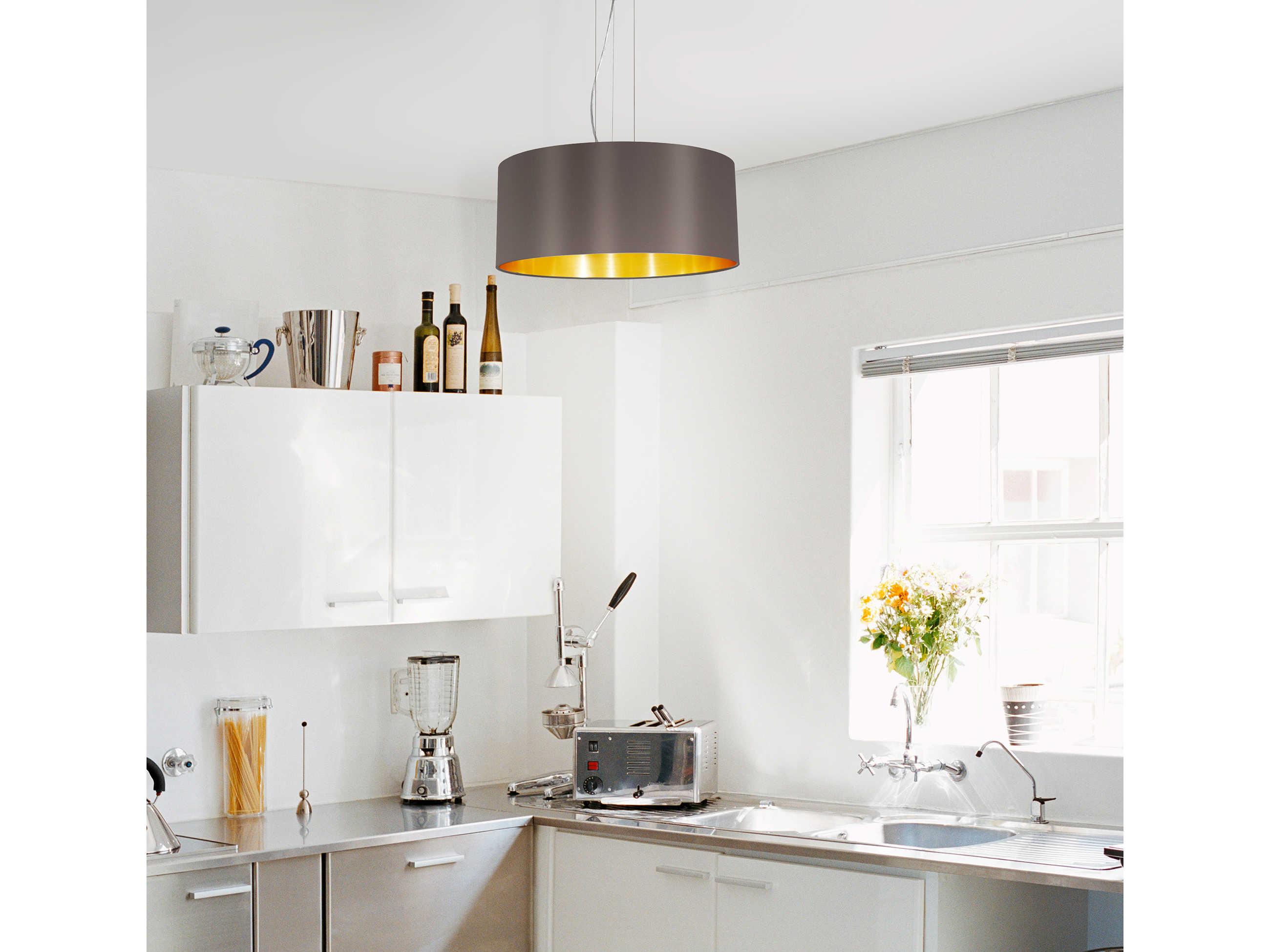 Eglo Maserlo 3-Light Satin Nickel Drum Pendant