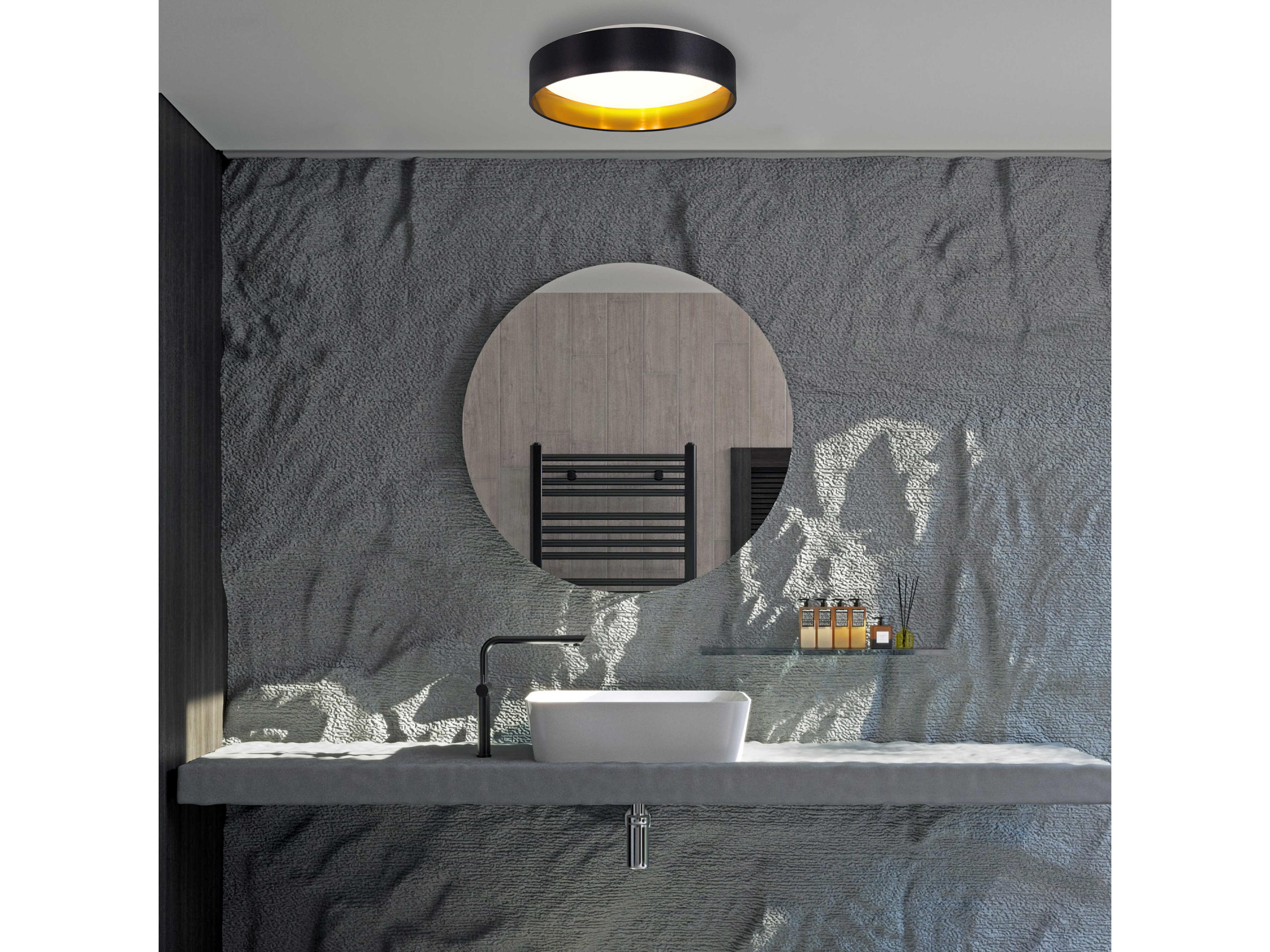 Eglo Maserlo 1-Light Black Gold Round Flush Mount