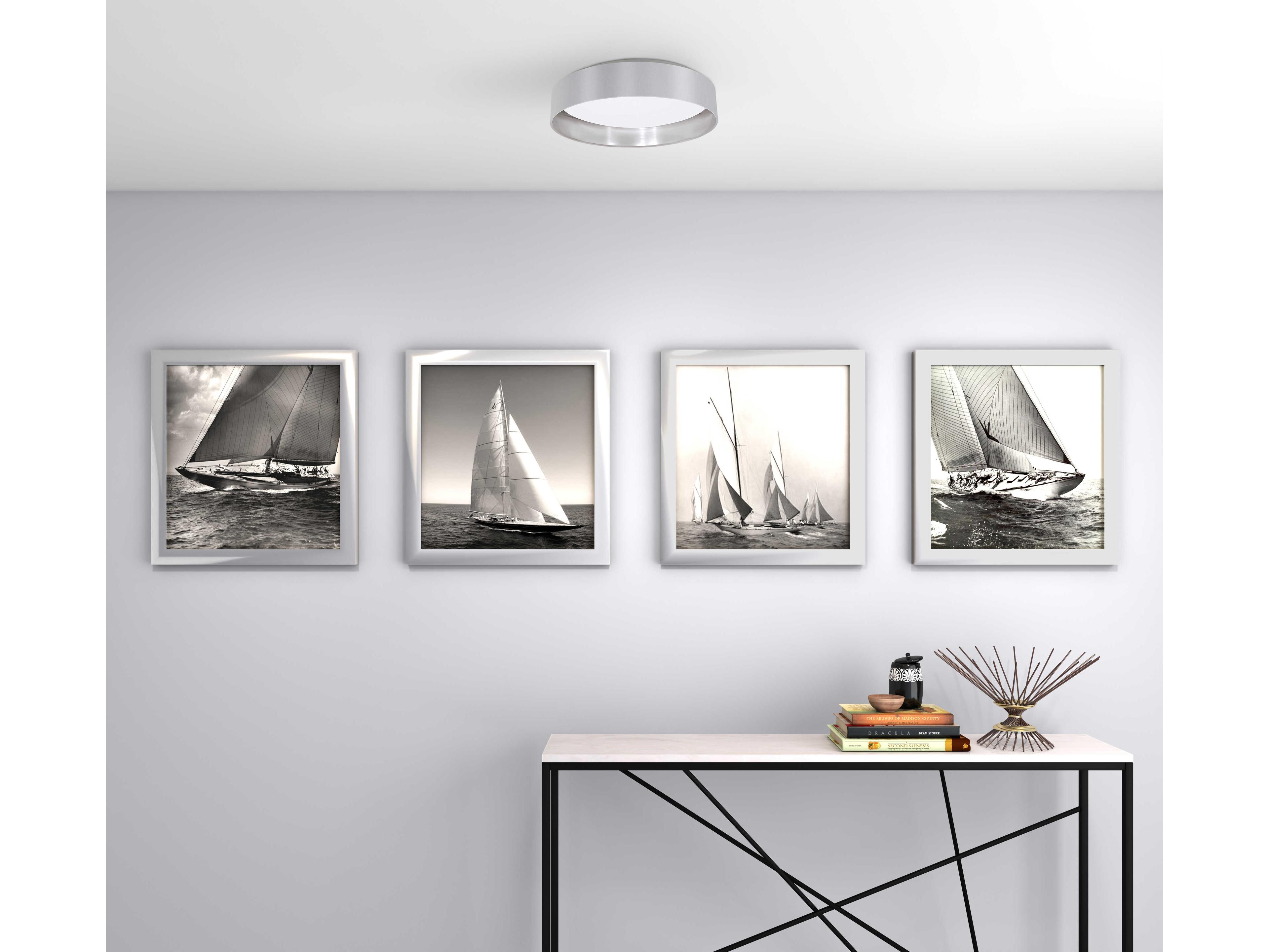 Eglo Maserlo 1-Light Grey Silver Round Flush Mount