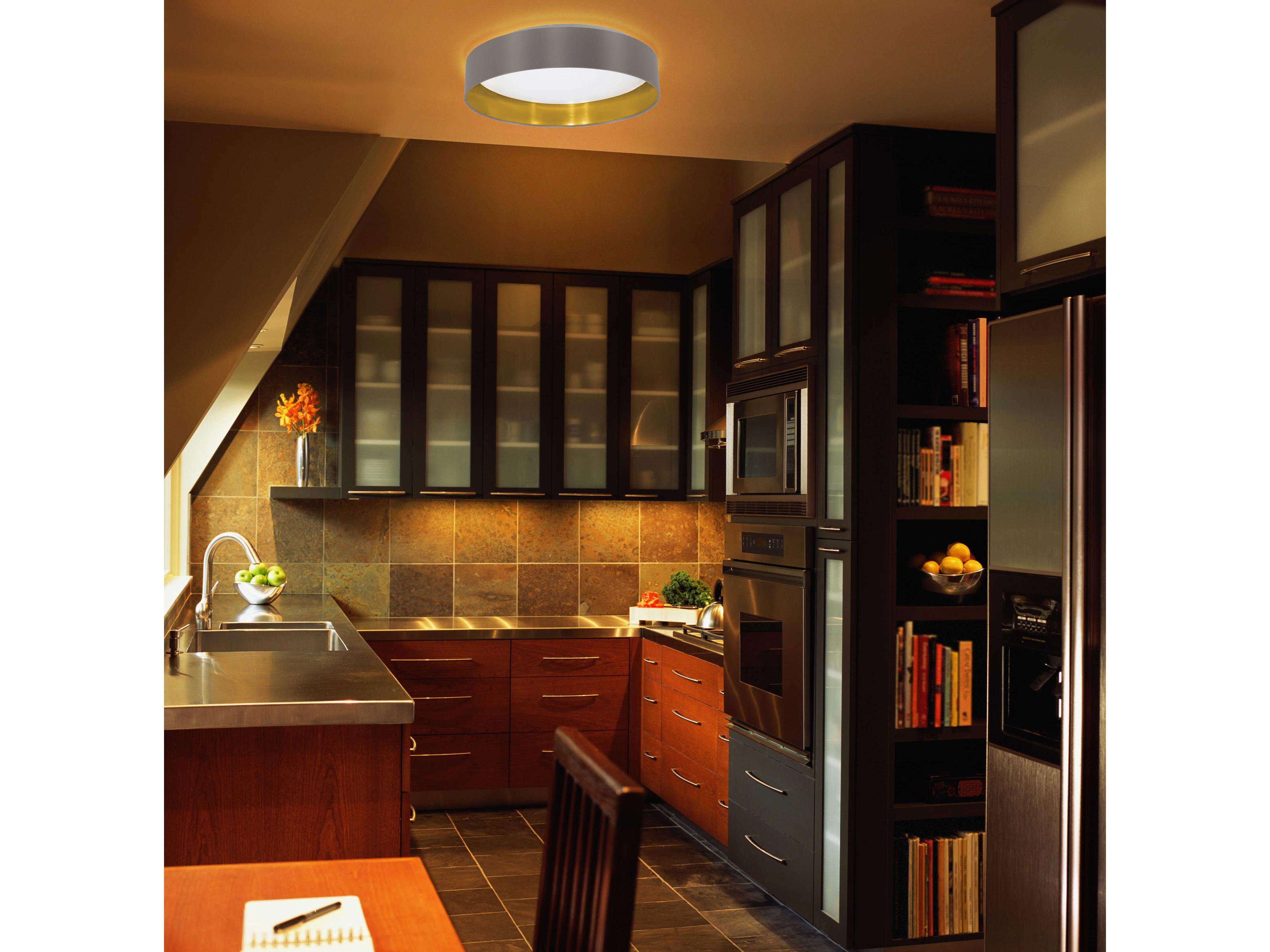 Eglo Maserlo 1-Light Satin Nickel Round Semi Flush Mount