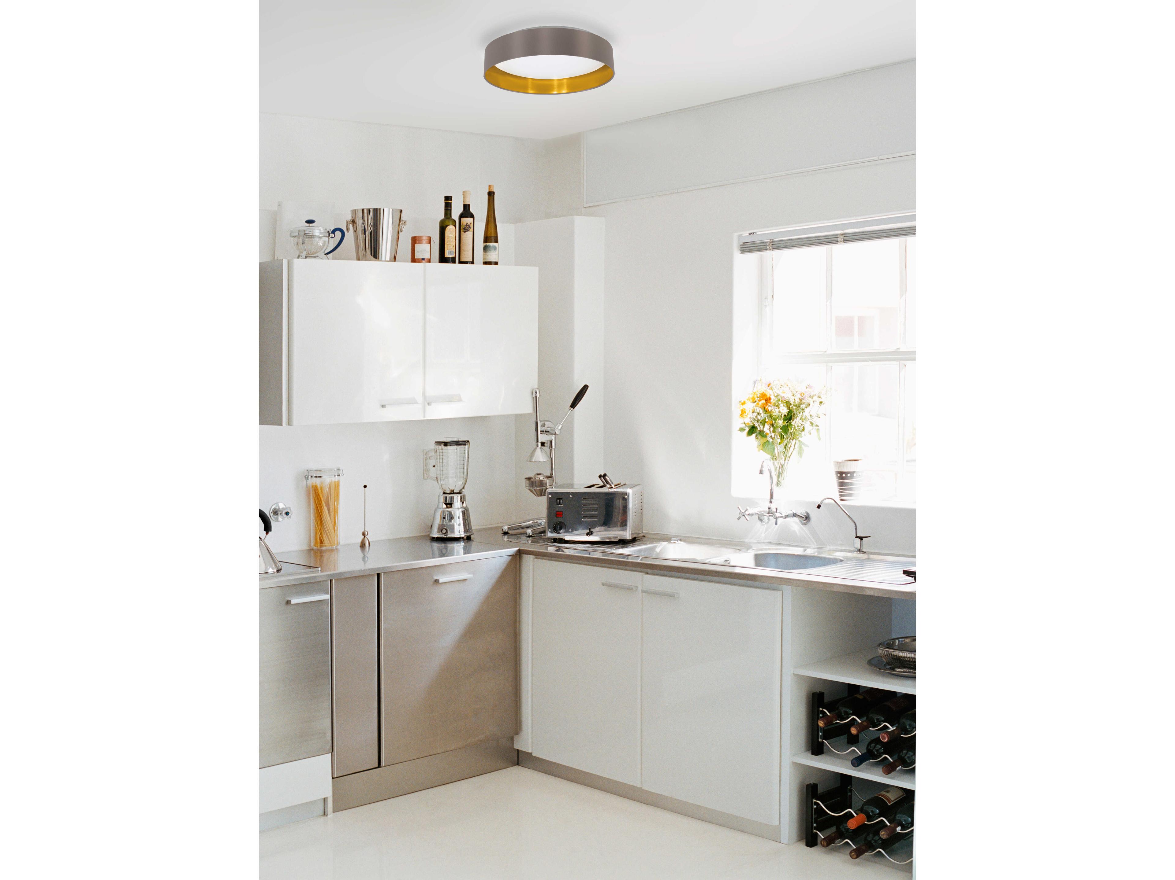 Eglo Maserlo 1-Light Satin Nickel Round Semi Flush Mount