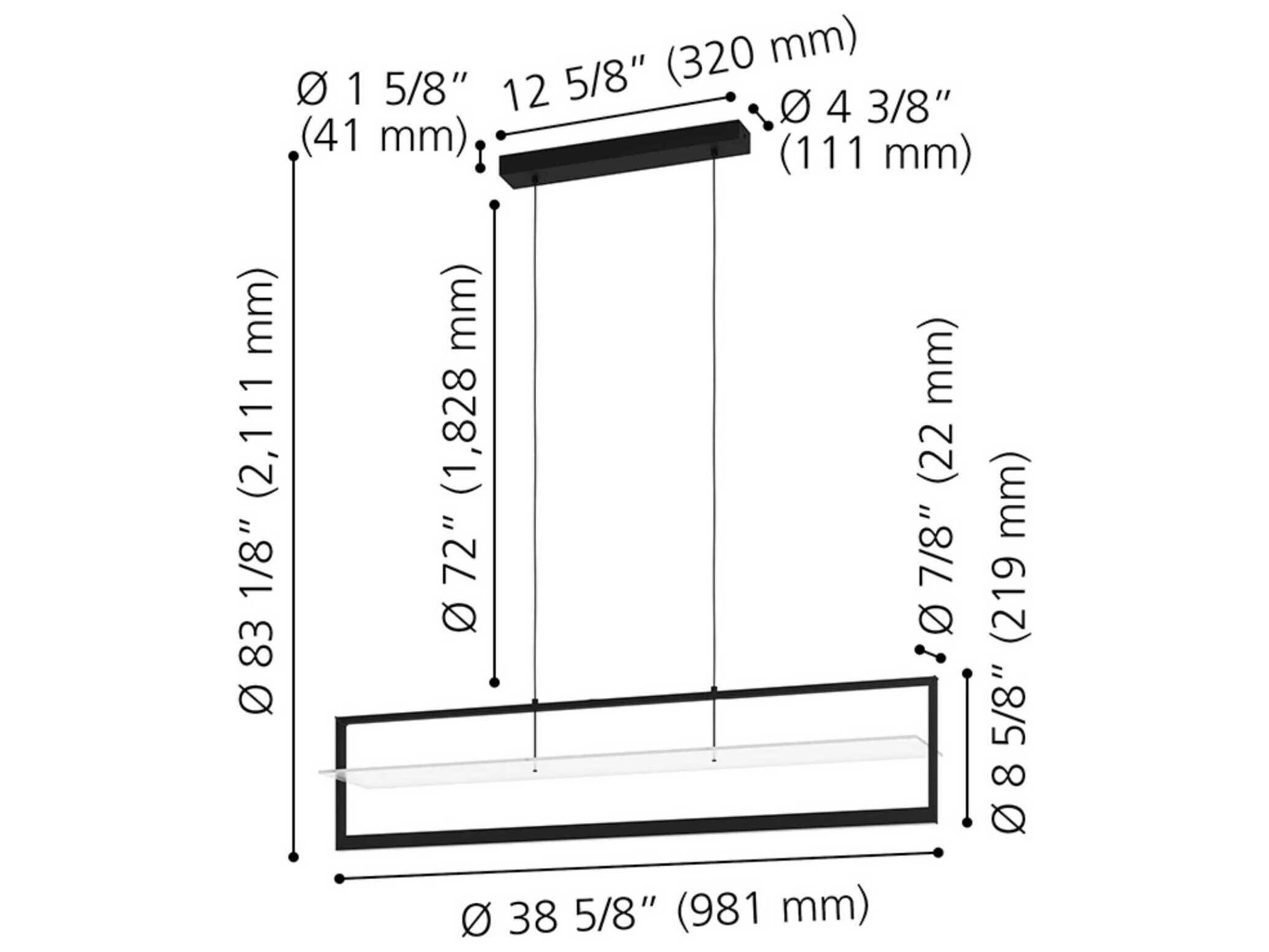 Eglo Farneta 1-Light Structured Black Geometric Linear Island Pendant