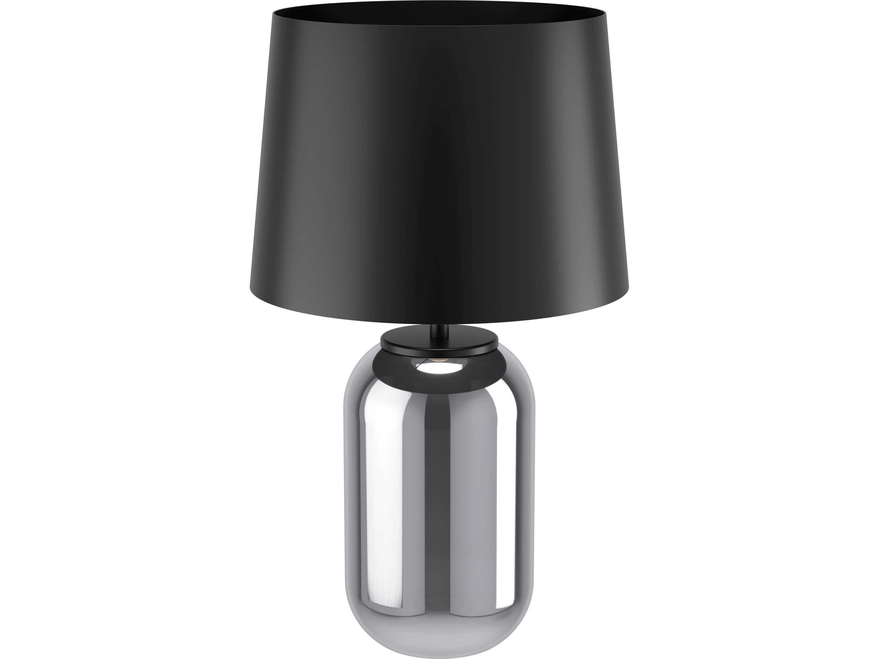 Eglo Cuite Chrome Smoked Matte Black Metal Table Lamp