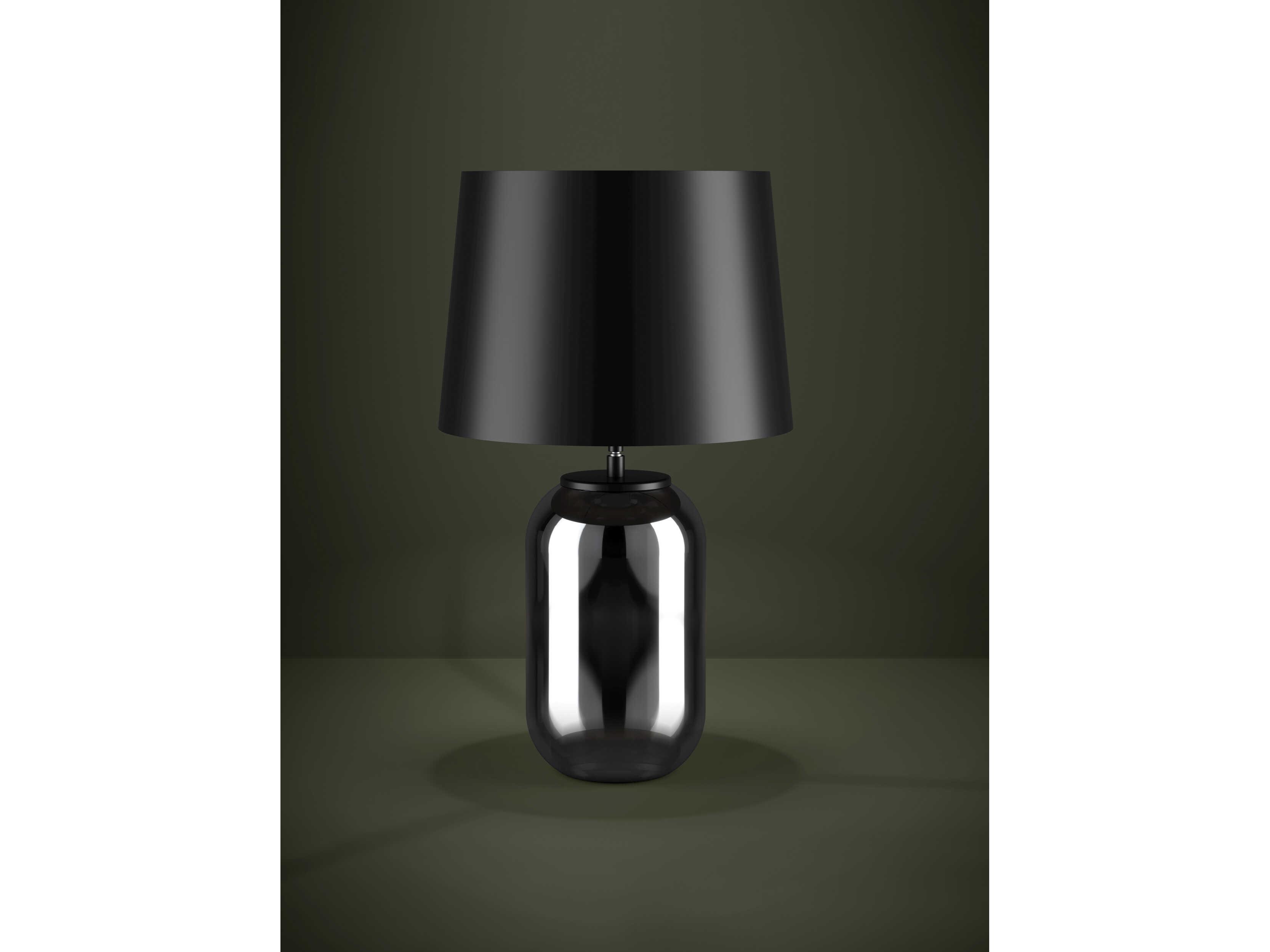 Eglo Cuite Chrome Smoked Matte Black Metal Table Lamp