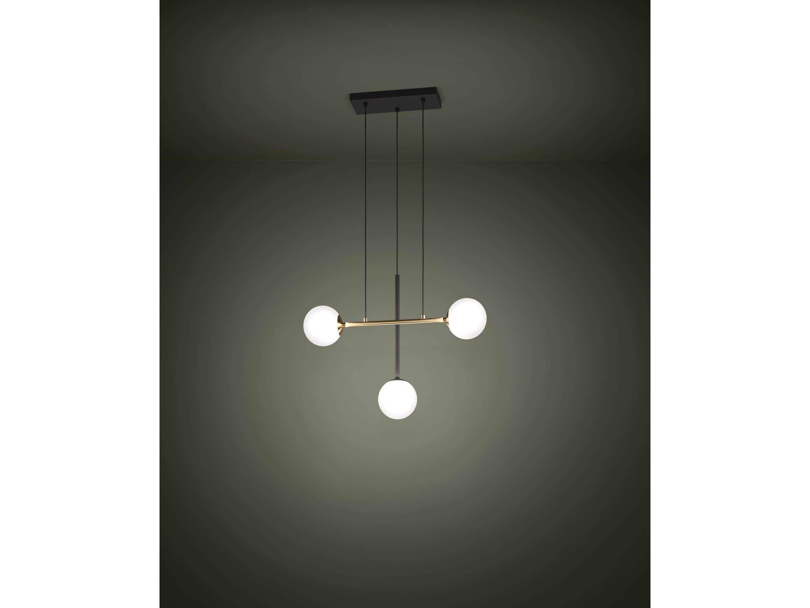Eglo Paz 3-Light Black Brushed Gold Globe Island Pendant