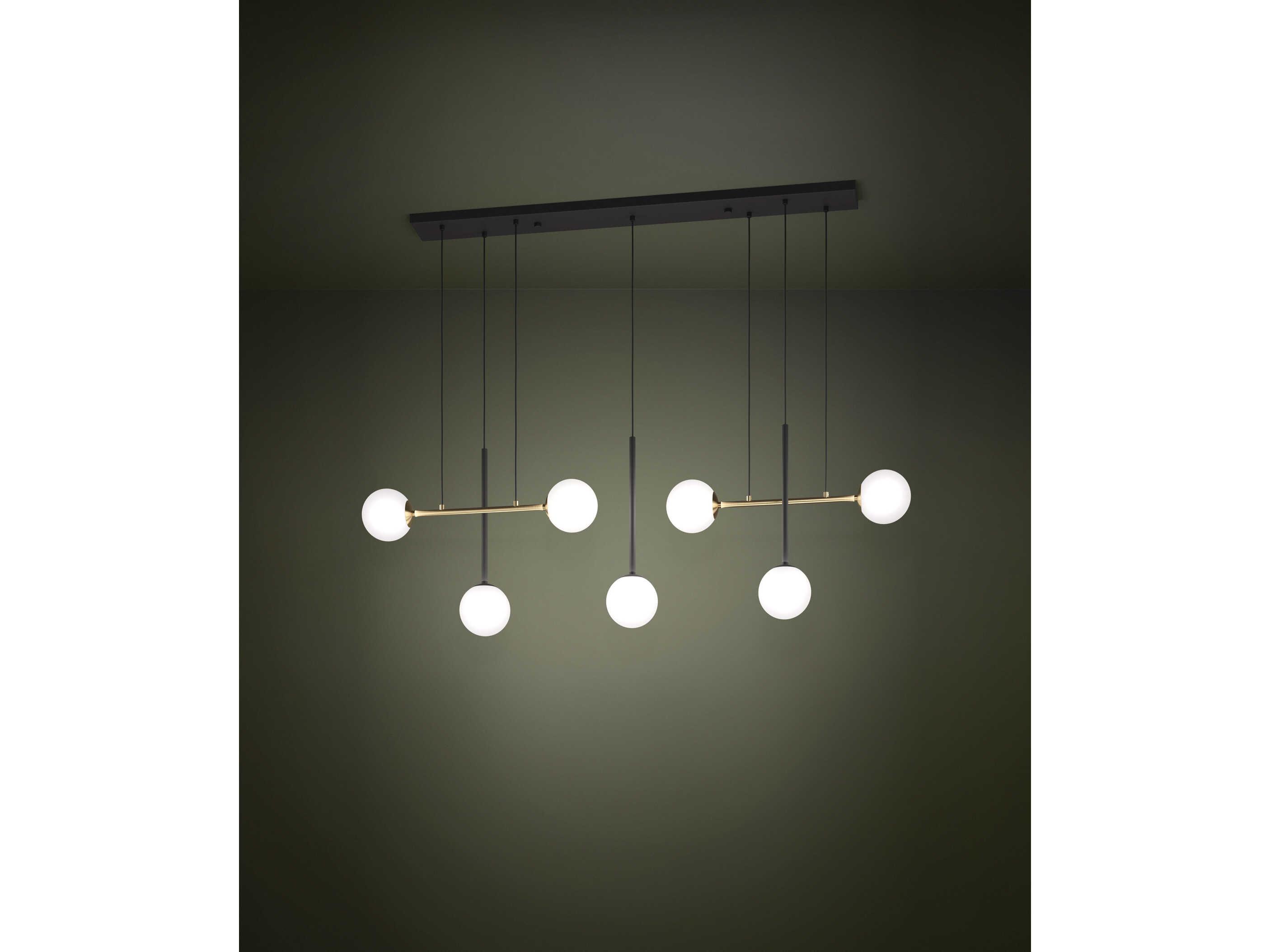 Eglo Paz 7-Light Black Brushed Gold Globe Island Pendant