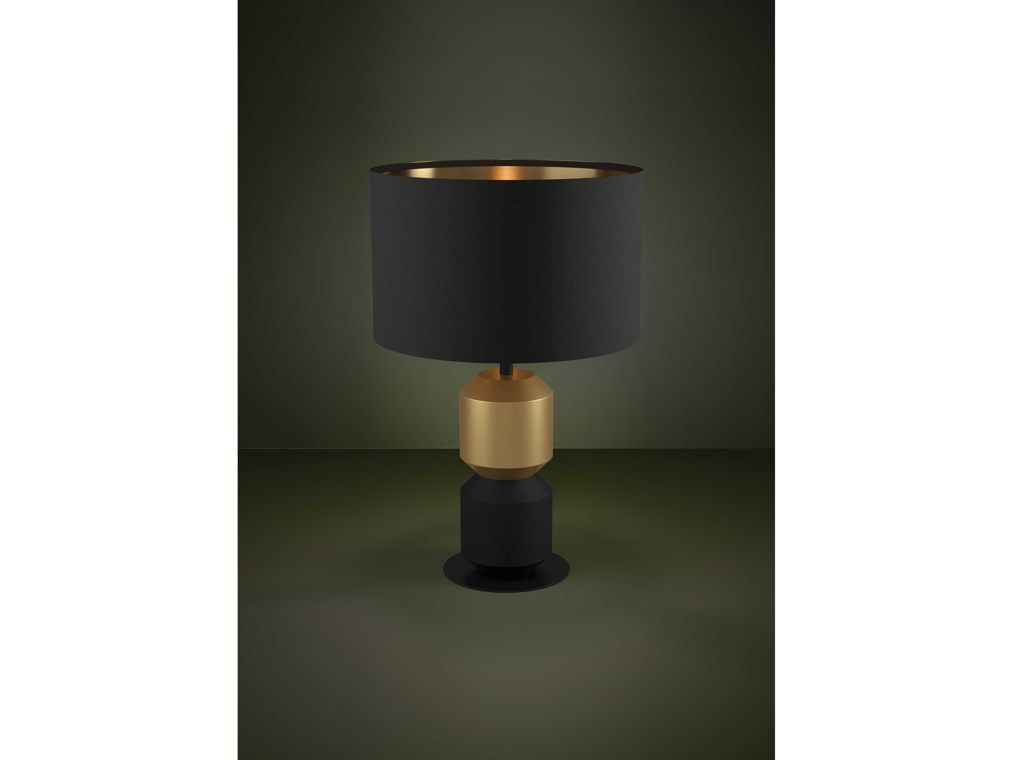 Eglo Laurignano Black Brushed Brass Fabric Foil Table Lamp