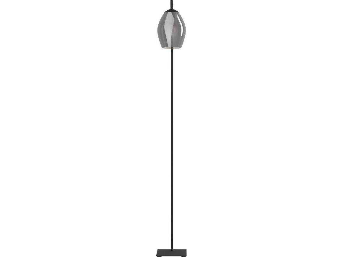 Eglo Estanys Matte Black Chrome Smoked Glass Floor Lamp