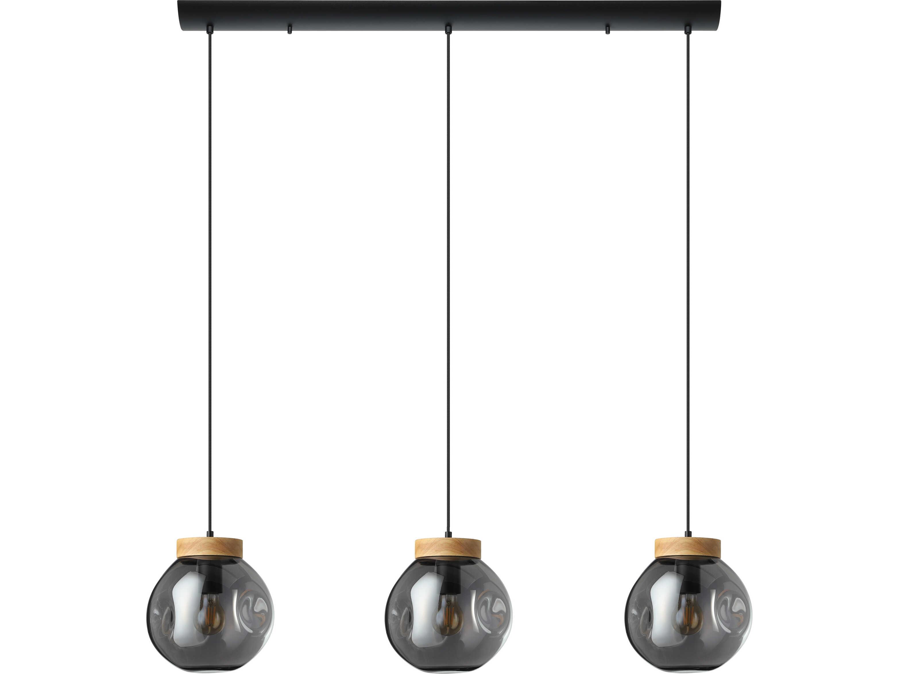 Eglo Magacela 3-Light Black Light Wood Island Pendant