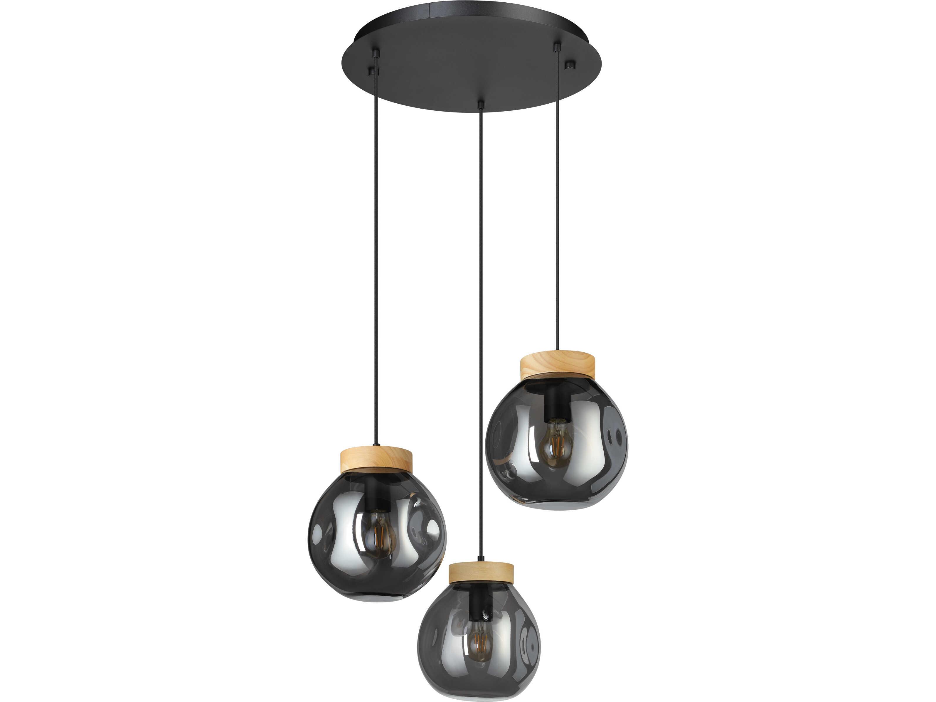 Eglo Magacela 3-Light Black Light Wood Pendant