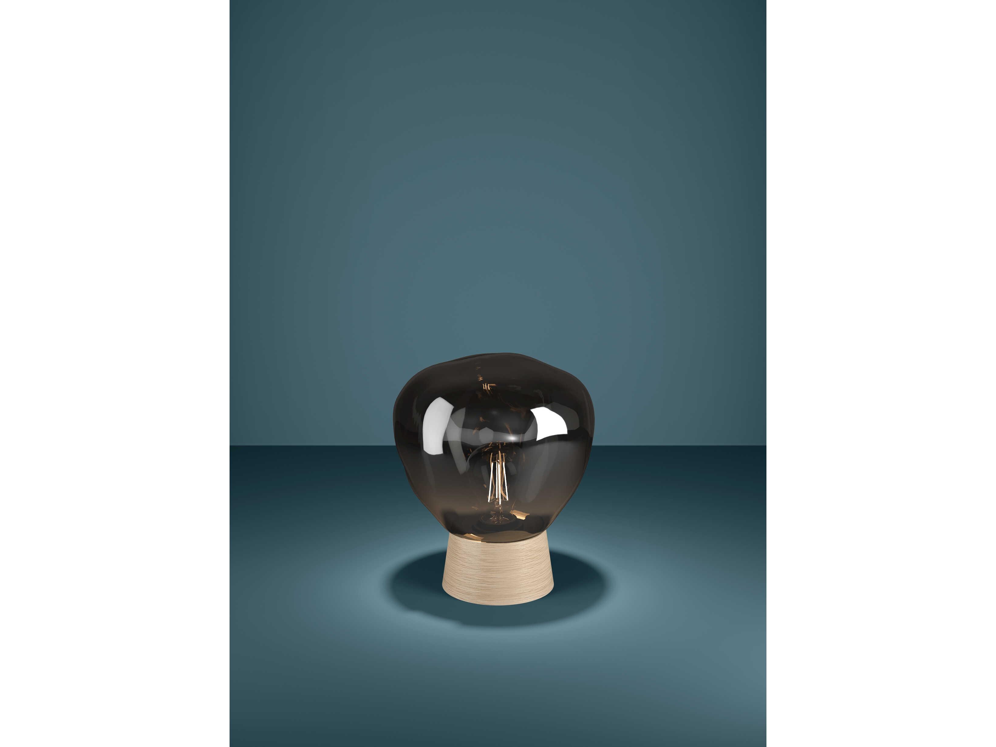 Eglo Magacela Black Light Wood Chrome Smoked Glass Table Lamp