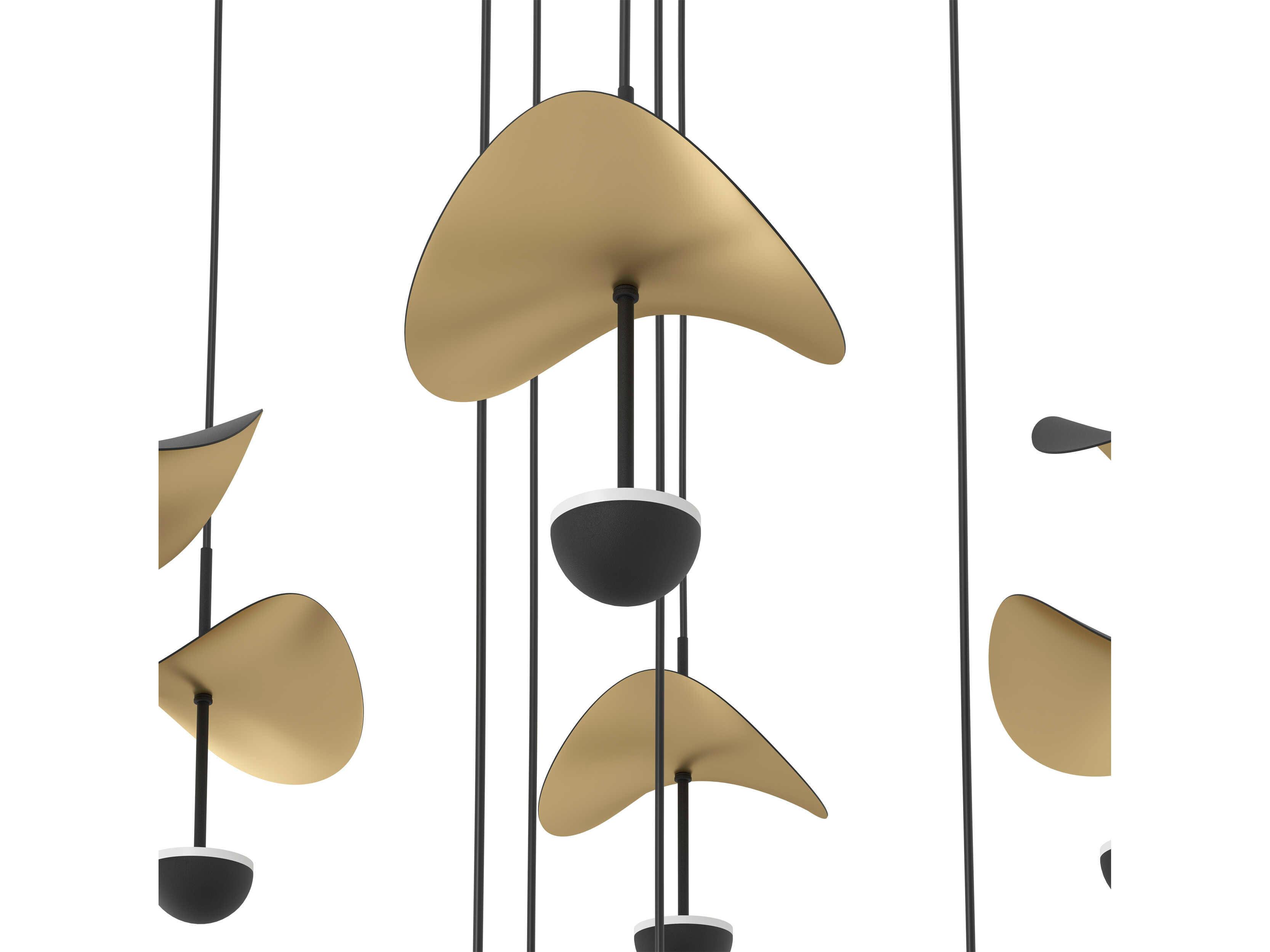 Eglo Dracera 17-Light Black Gold Leaf Geometric Pendant