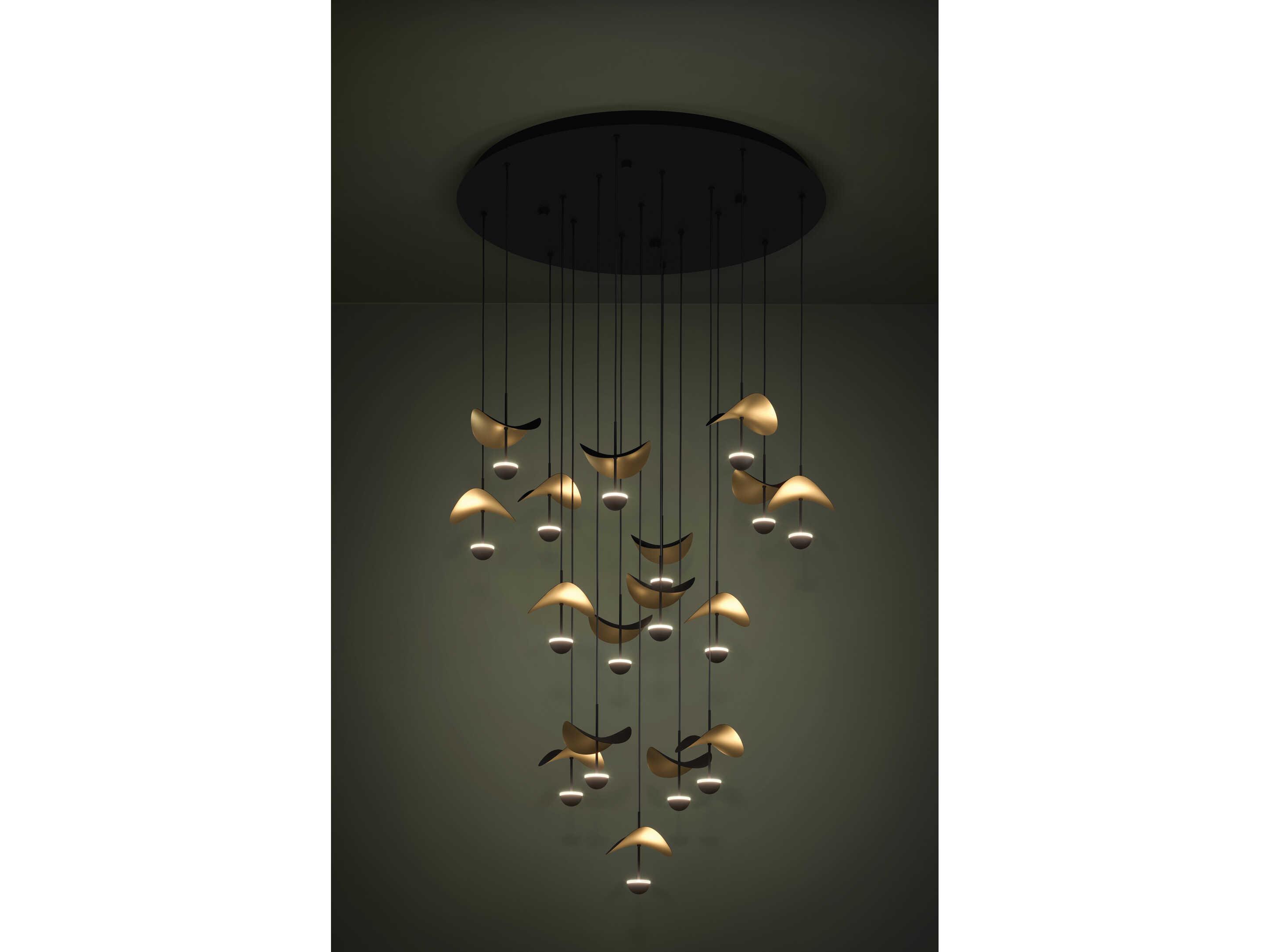 Eglo Dracera 17-Light Black Gold Leaf Geometric Pendant