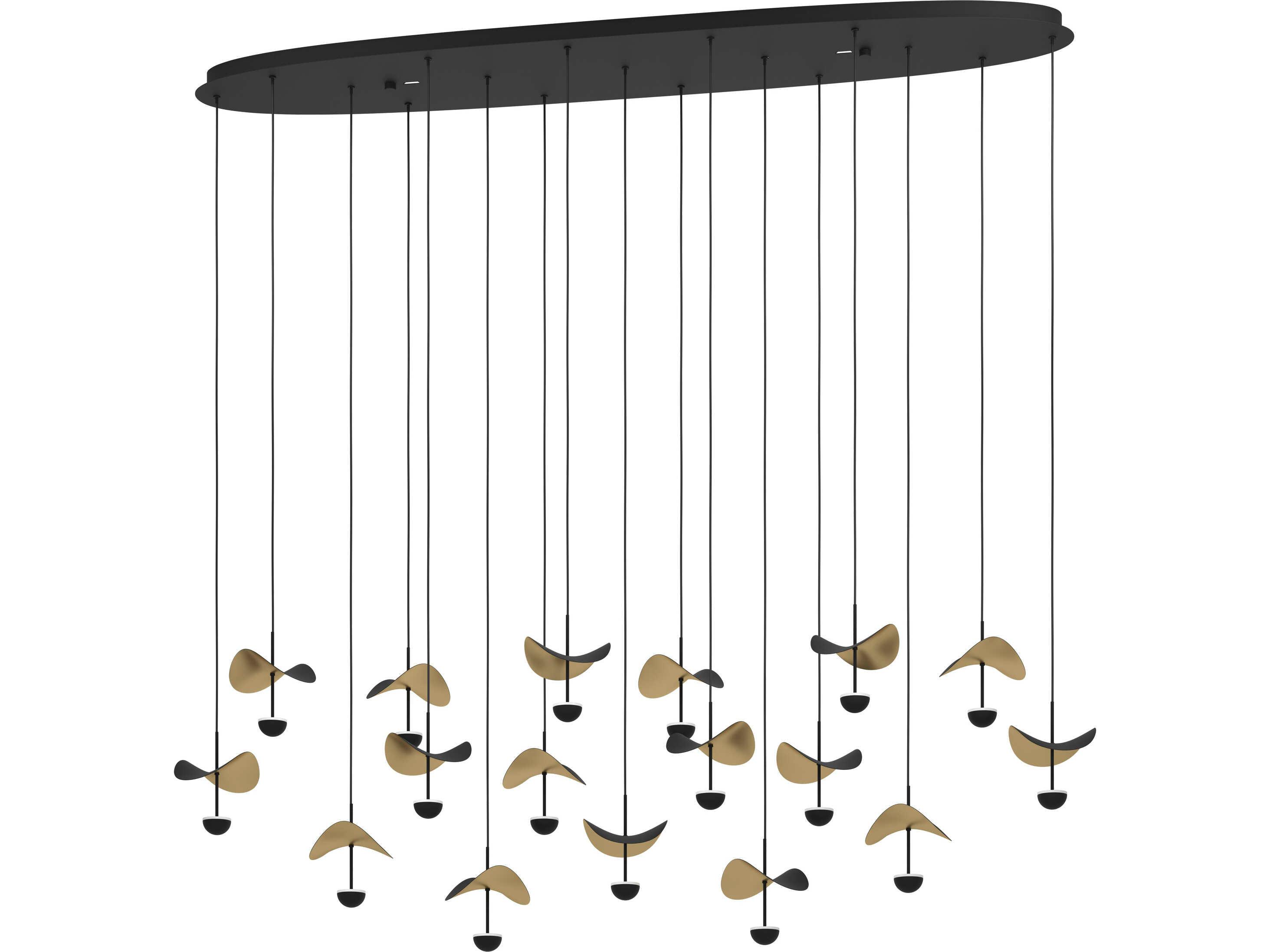 Eglo Dracera 17-Light Black Gold Leaf Island Pendant