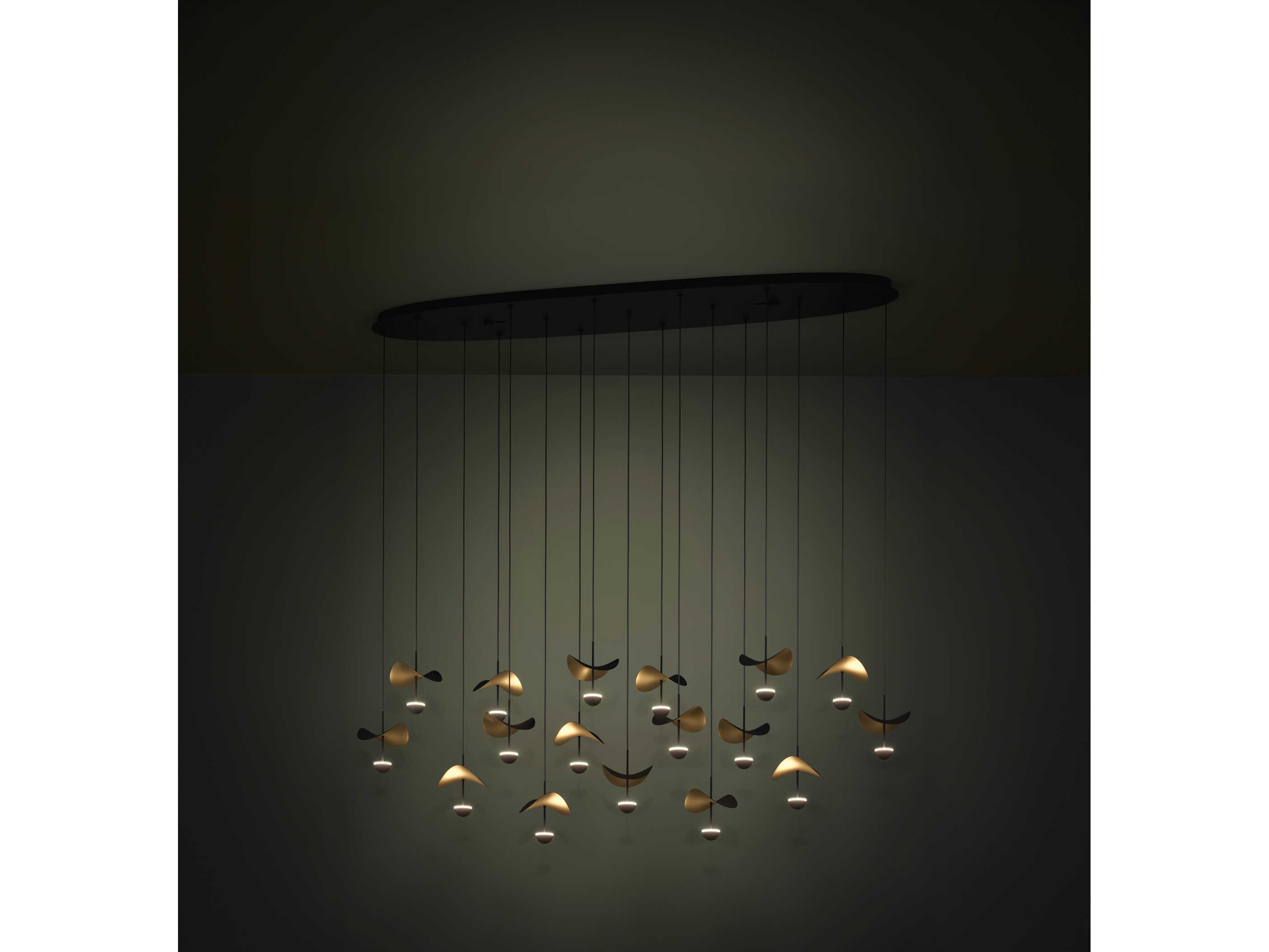 Eglo Dracera 17-Light Black Gold Leaf Island Pendant