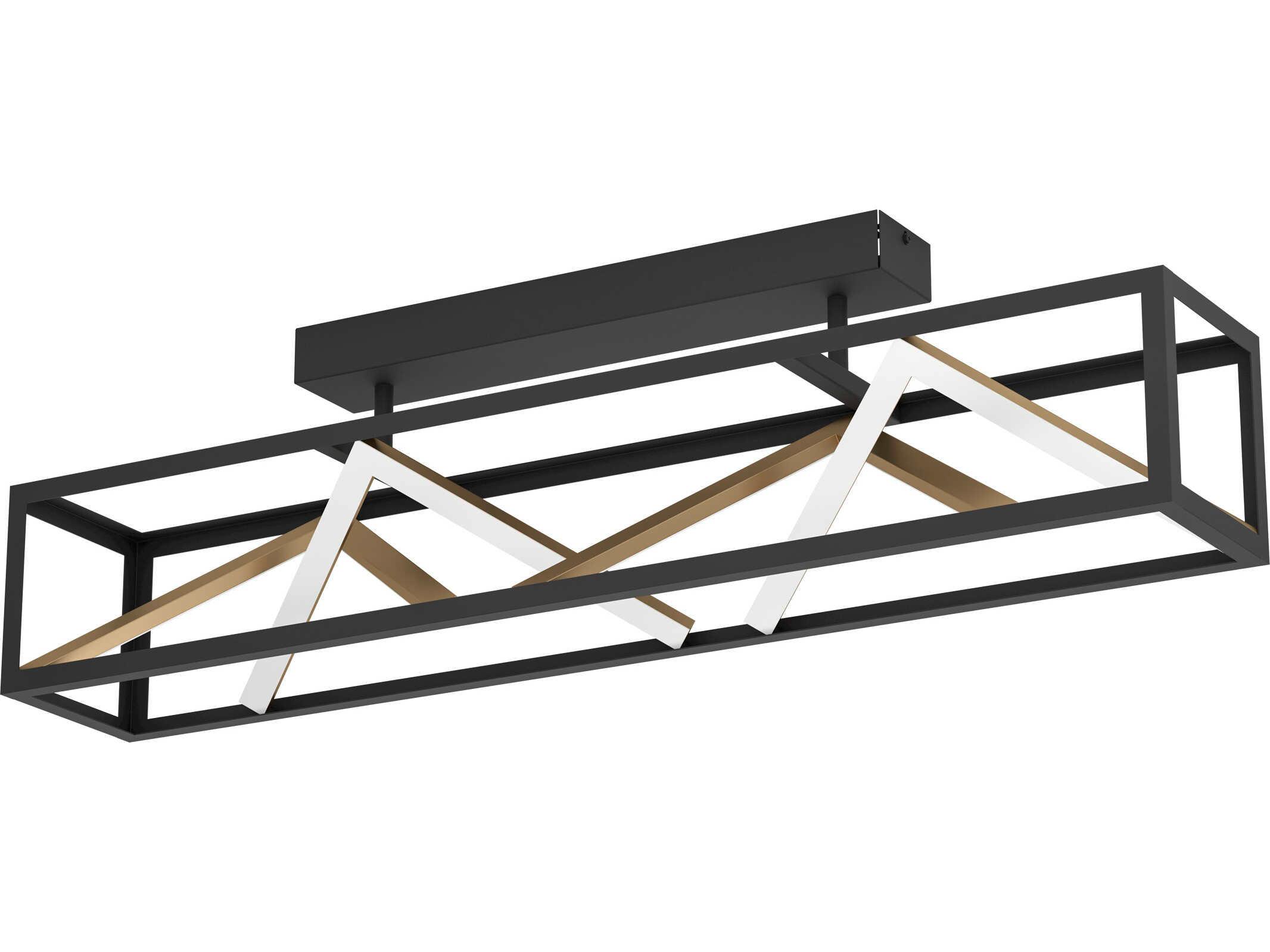 Eglo Penela 1-Light Black Gold Geometric Semi Flush Mount