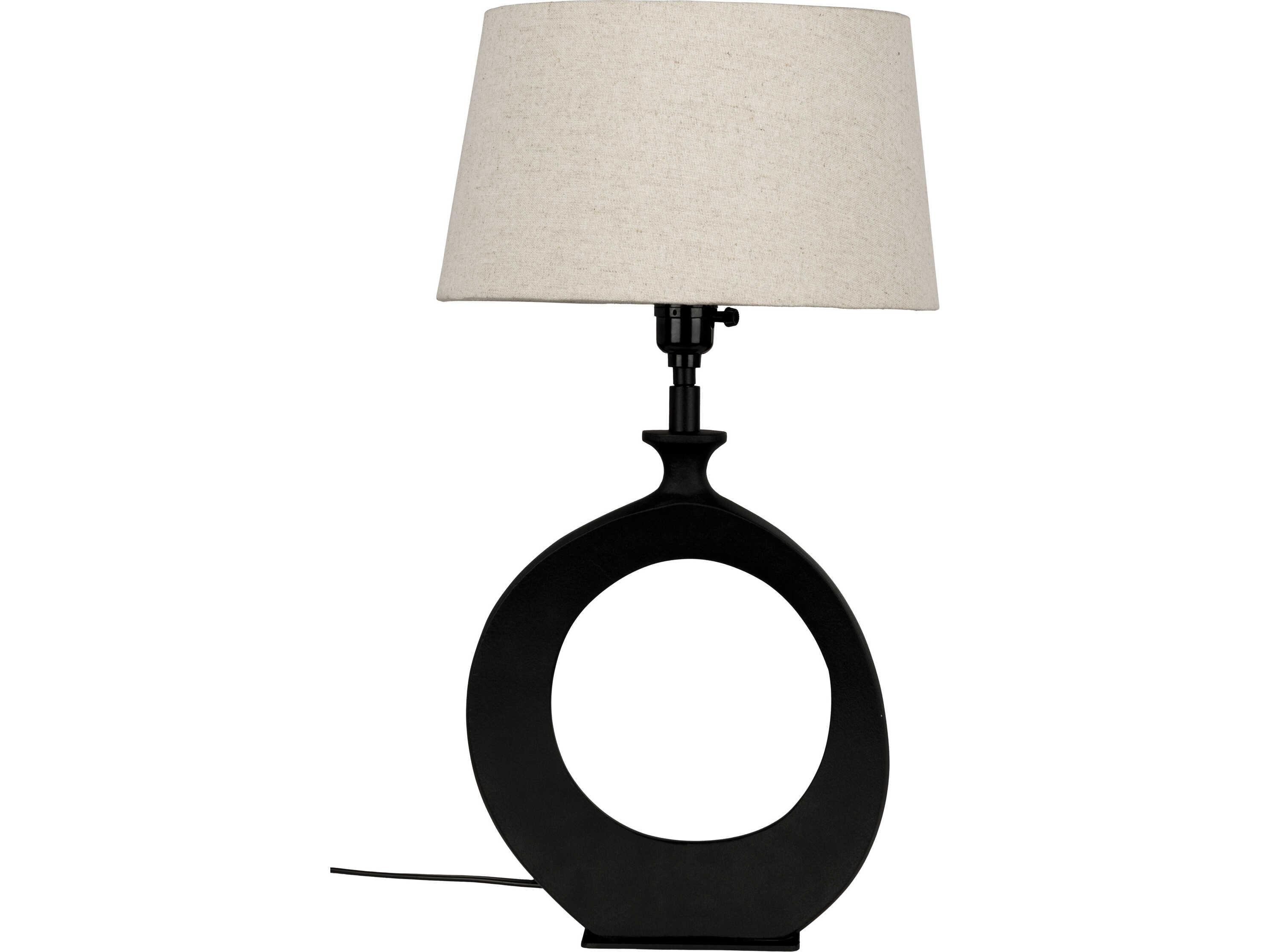 Eglo Diezma Black Natural Exterior White Interior Fabric Table Lamp