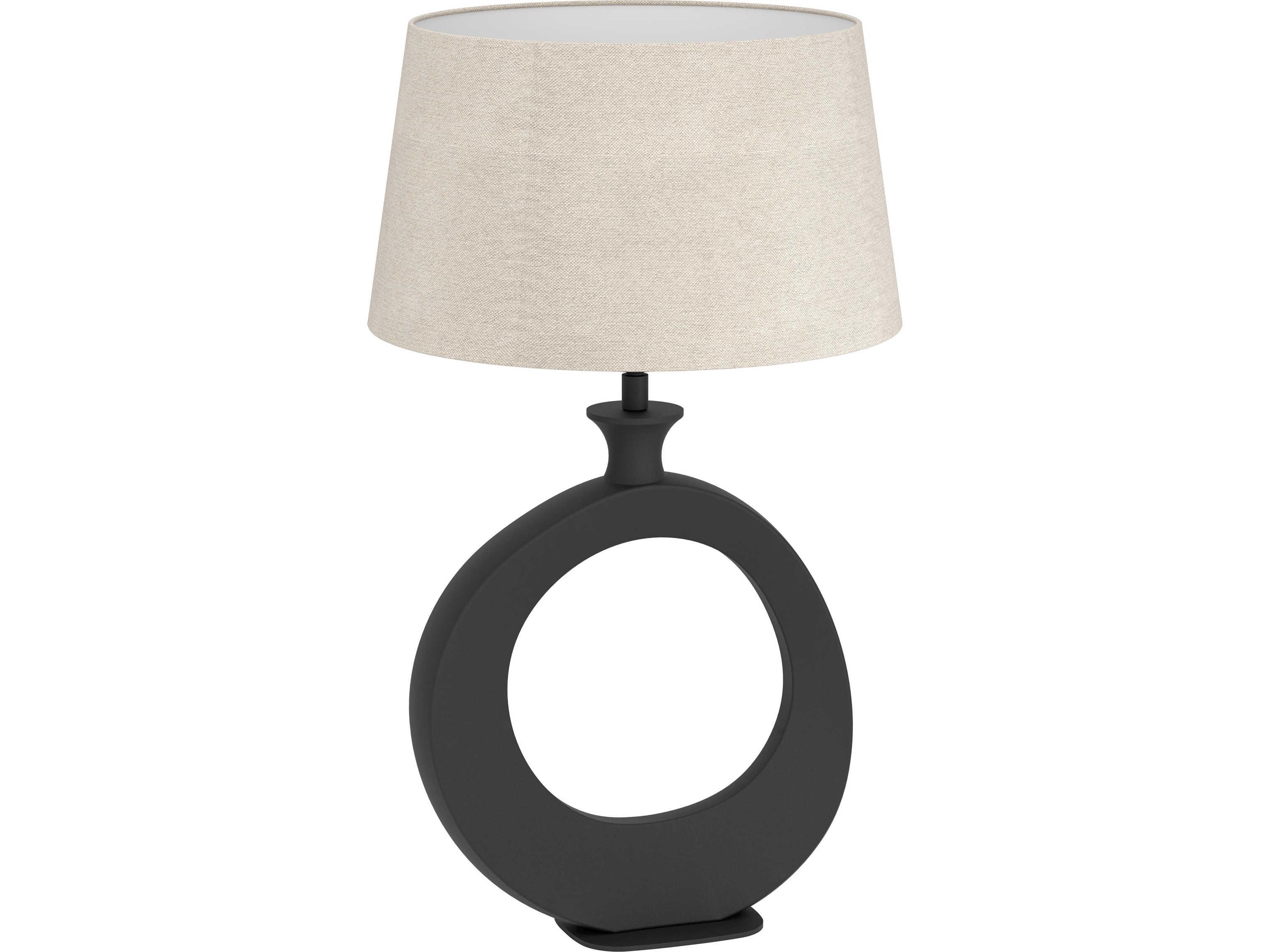 Eglo Diezma Black Natural Exterior White Interior Fabric Table Lamp
