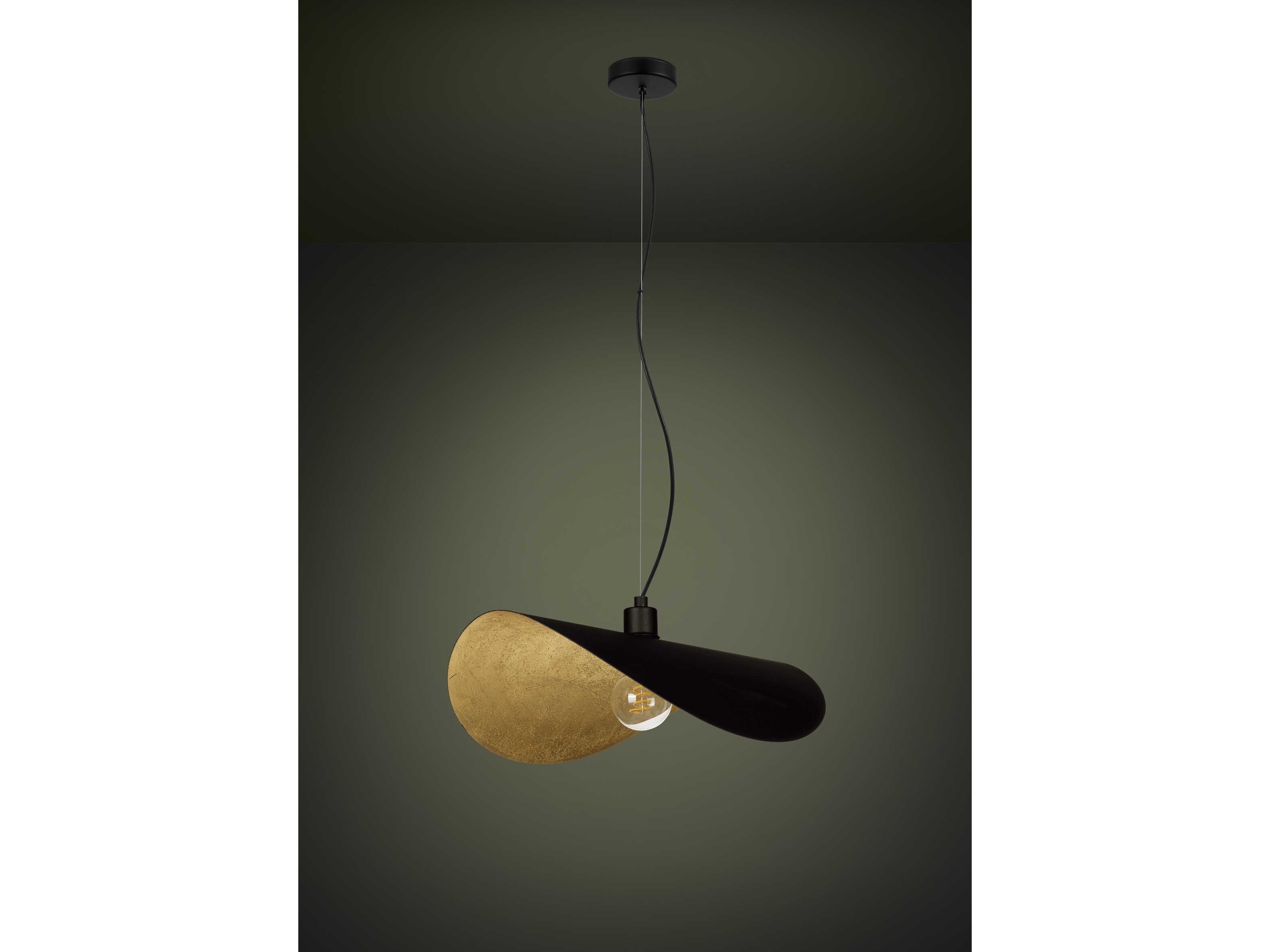 Eglo Saceda 1-Light Black Gold Leaf Pendant