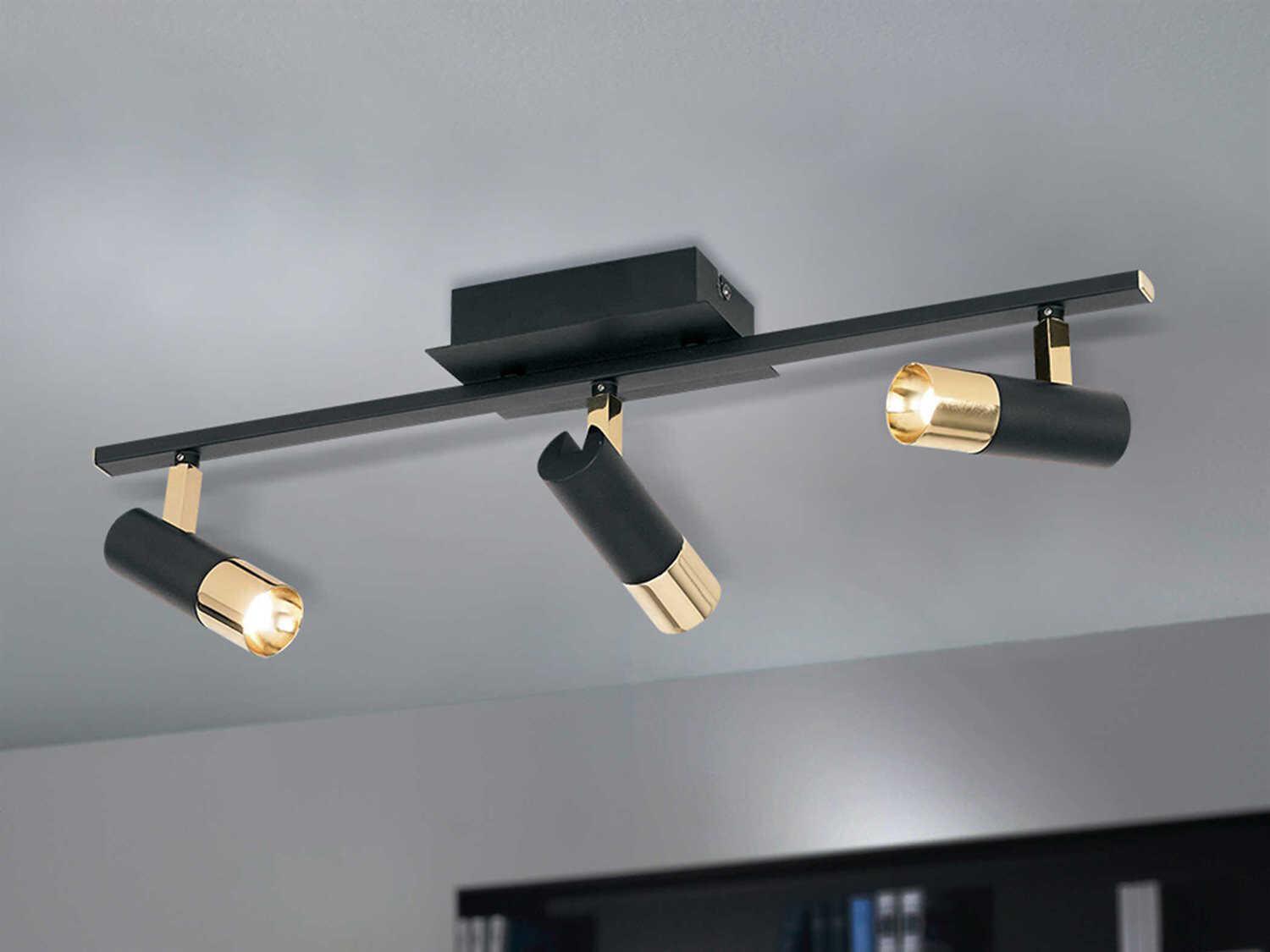 Eglo Tomares 3-Light Black Gold Cylinder Linear Track & Rail Light