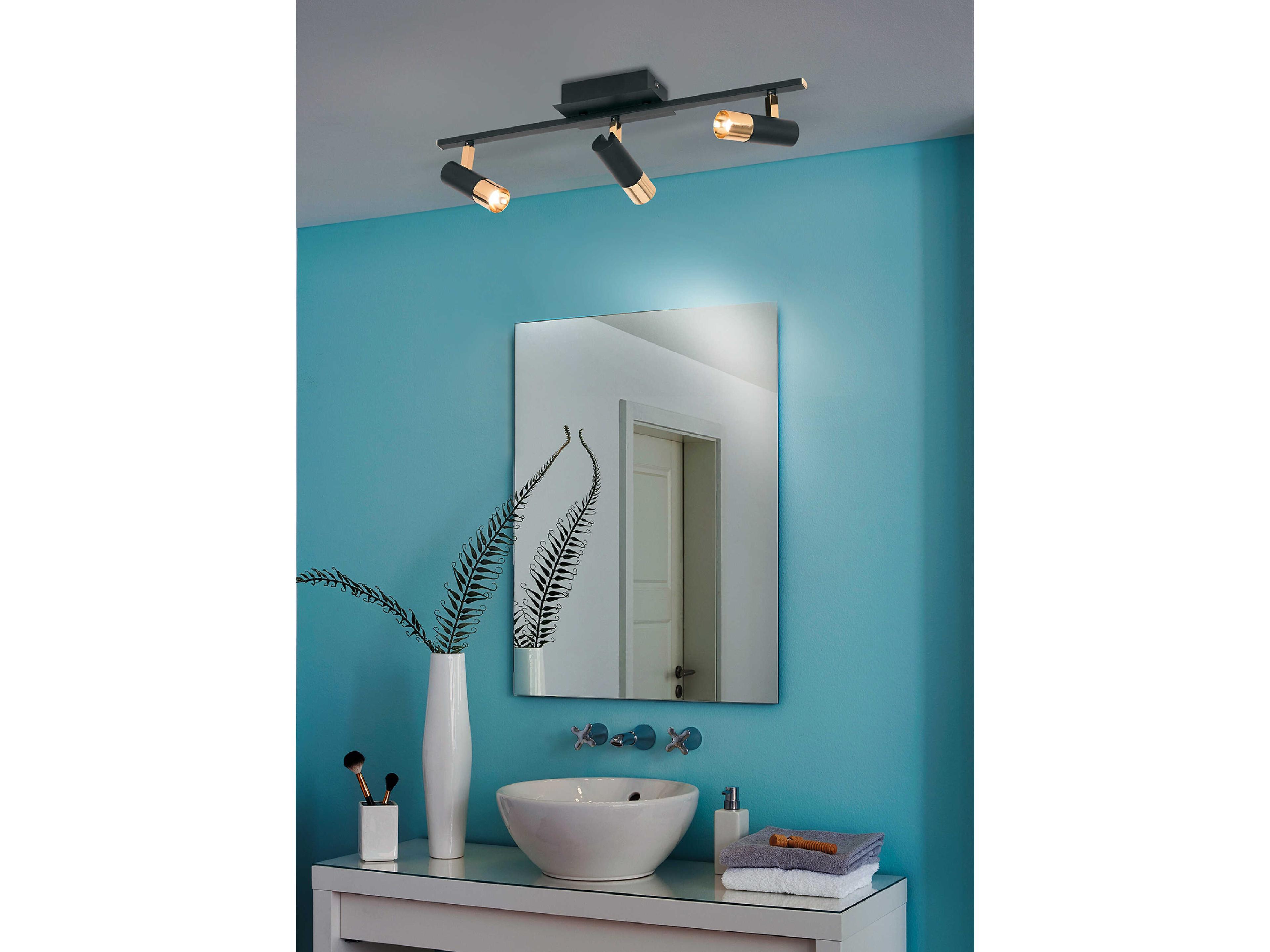 Eglo Tomares 3-Light Black Gold Cylinder Linear Track & Rail Light