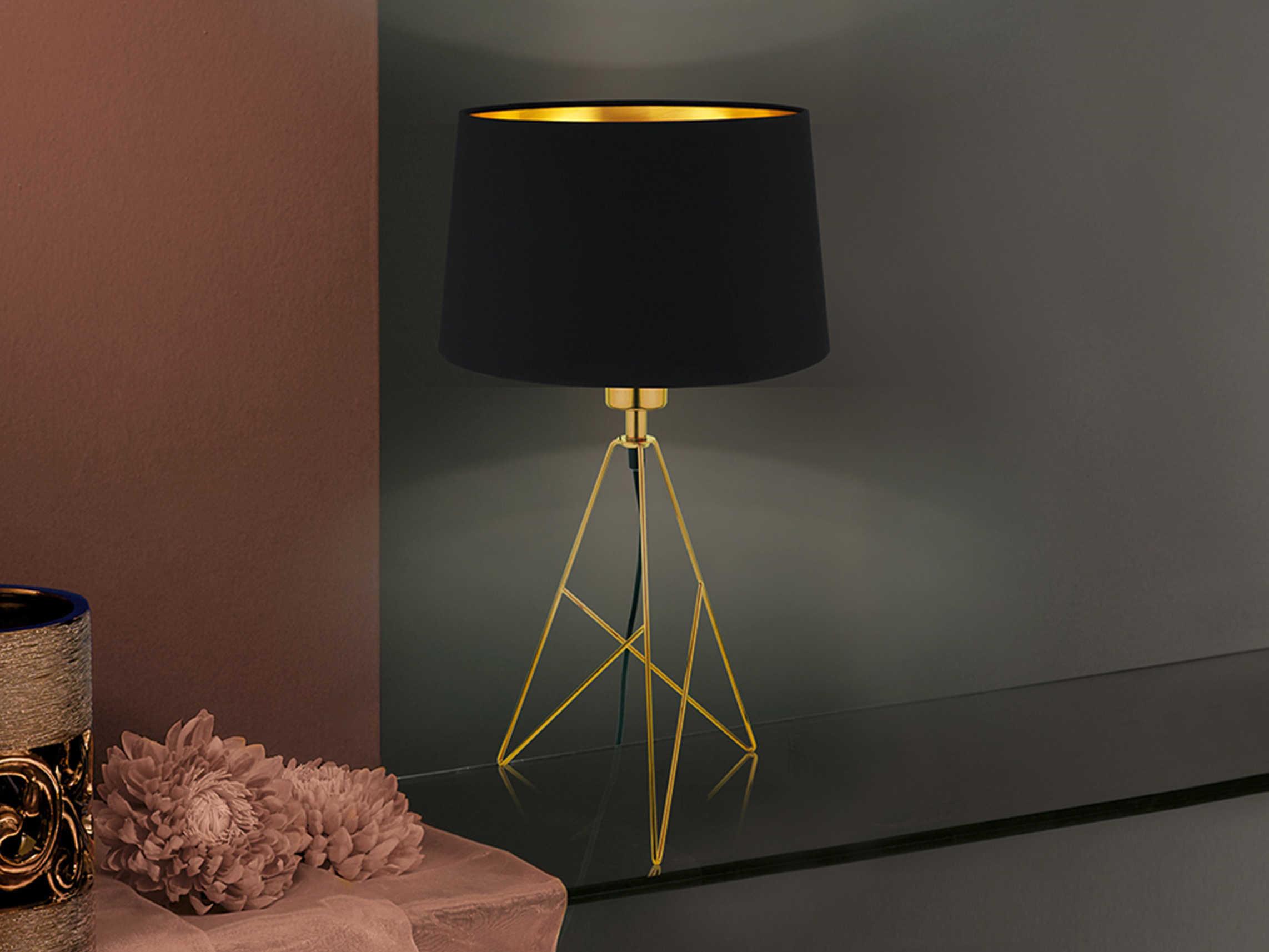 Eglo Camporale Gold Black Exterior Interior Fabric Table Lamp