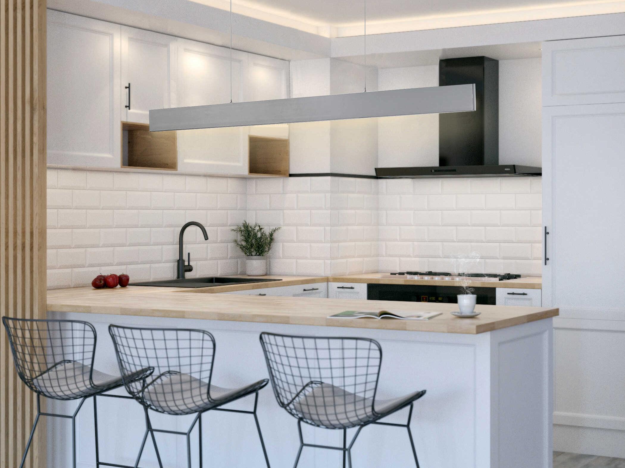 Eglo Climene 1-Light Brushed Aluminum Silver Linear Island Pendant