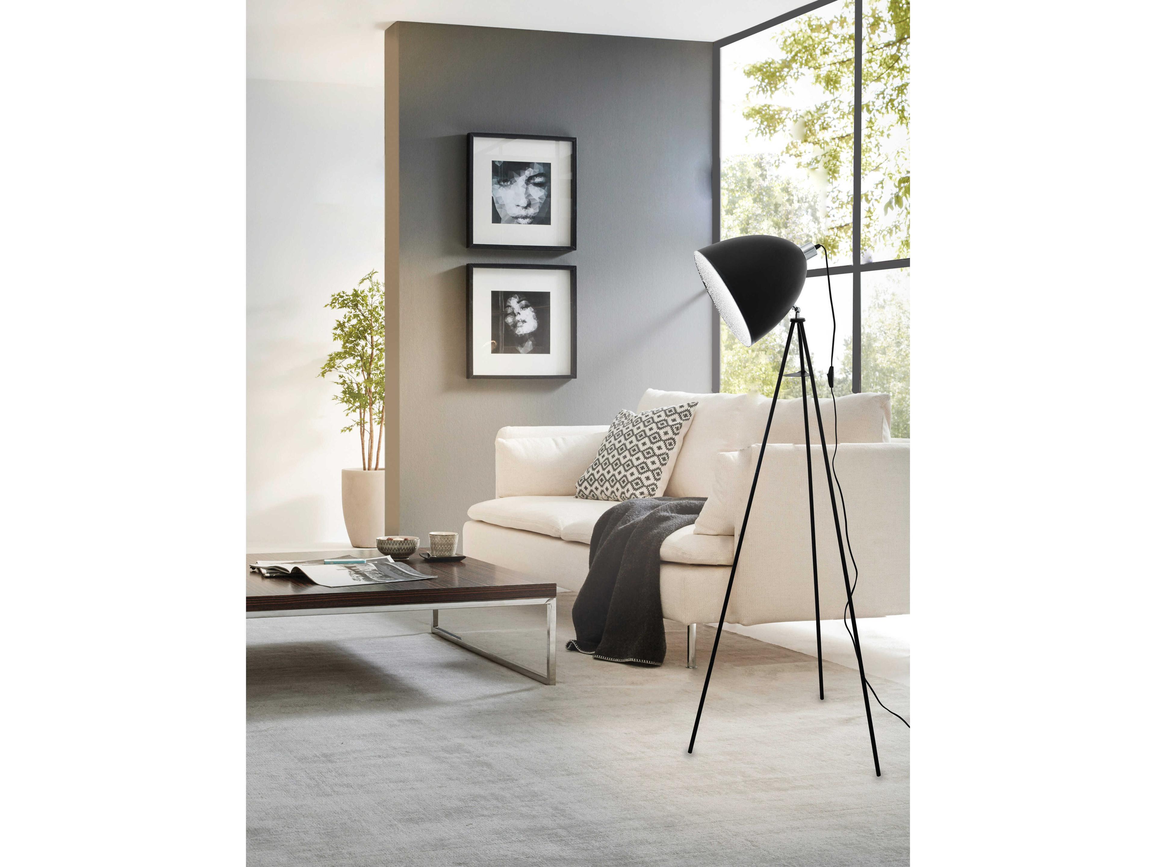Eglo Mareperla Black Chrome Crystal Sand Metal Floor Lamp