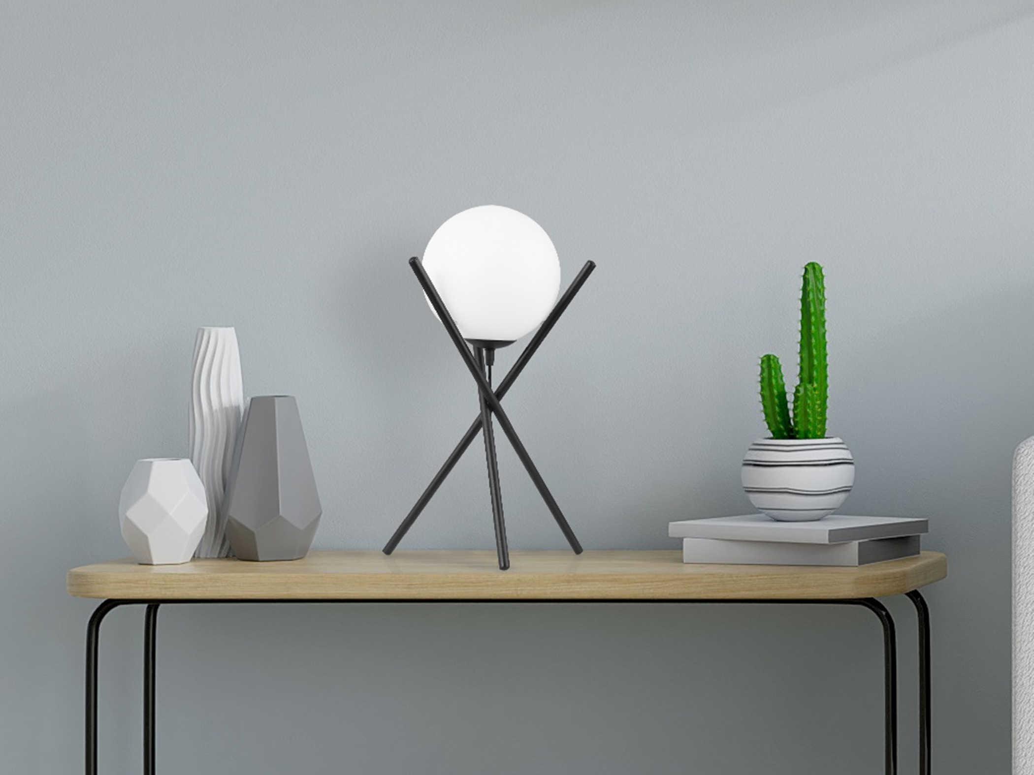 Eglo Salvezinas Matte Black White Glass Table Lamp