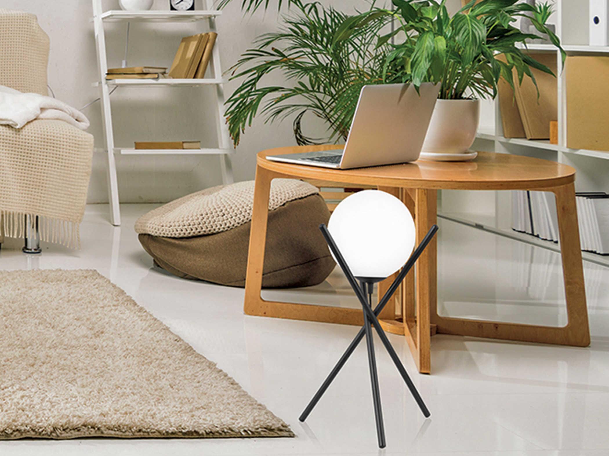 Eglo Salvezinas Matte Black White Glass Table Lamp