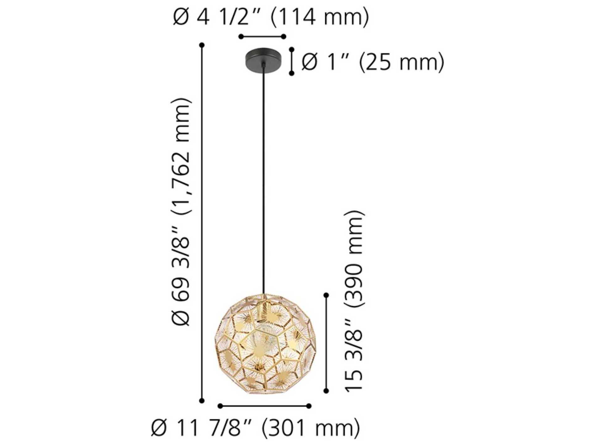 Eglo Skoura 1-Light Black Brass Geometric Mini Pendant