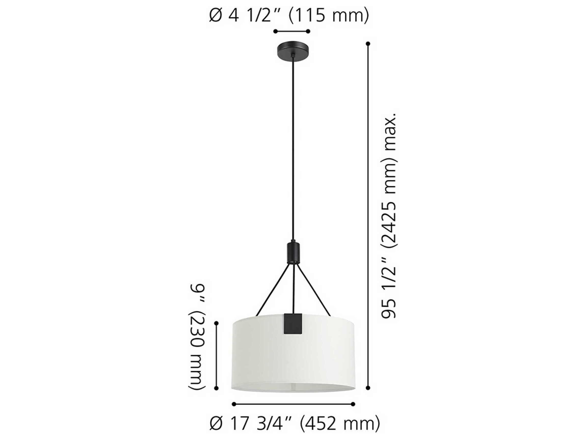 Eglo Tortola 3-Light Black White Drum Pendant
