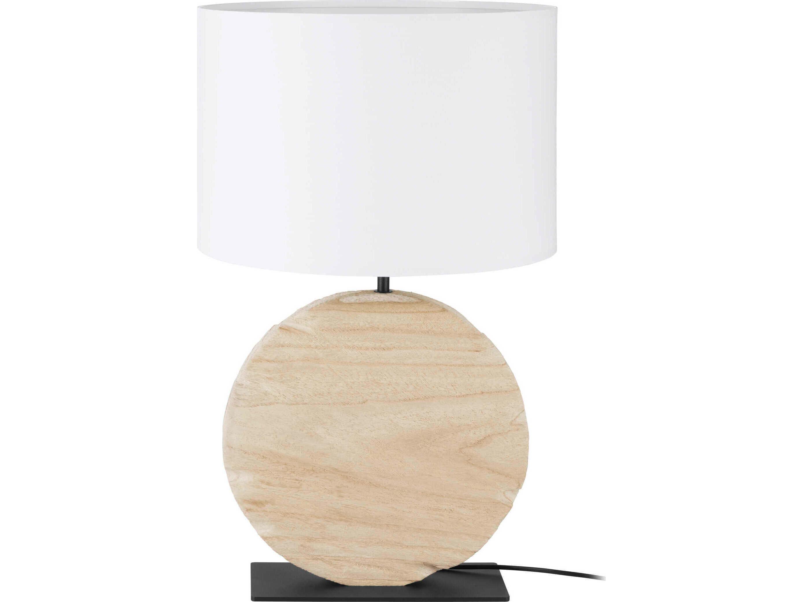 Eglo Contessore Black Wood White Fabric Brown Table Lamp