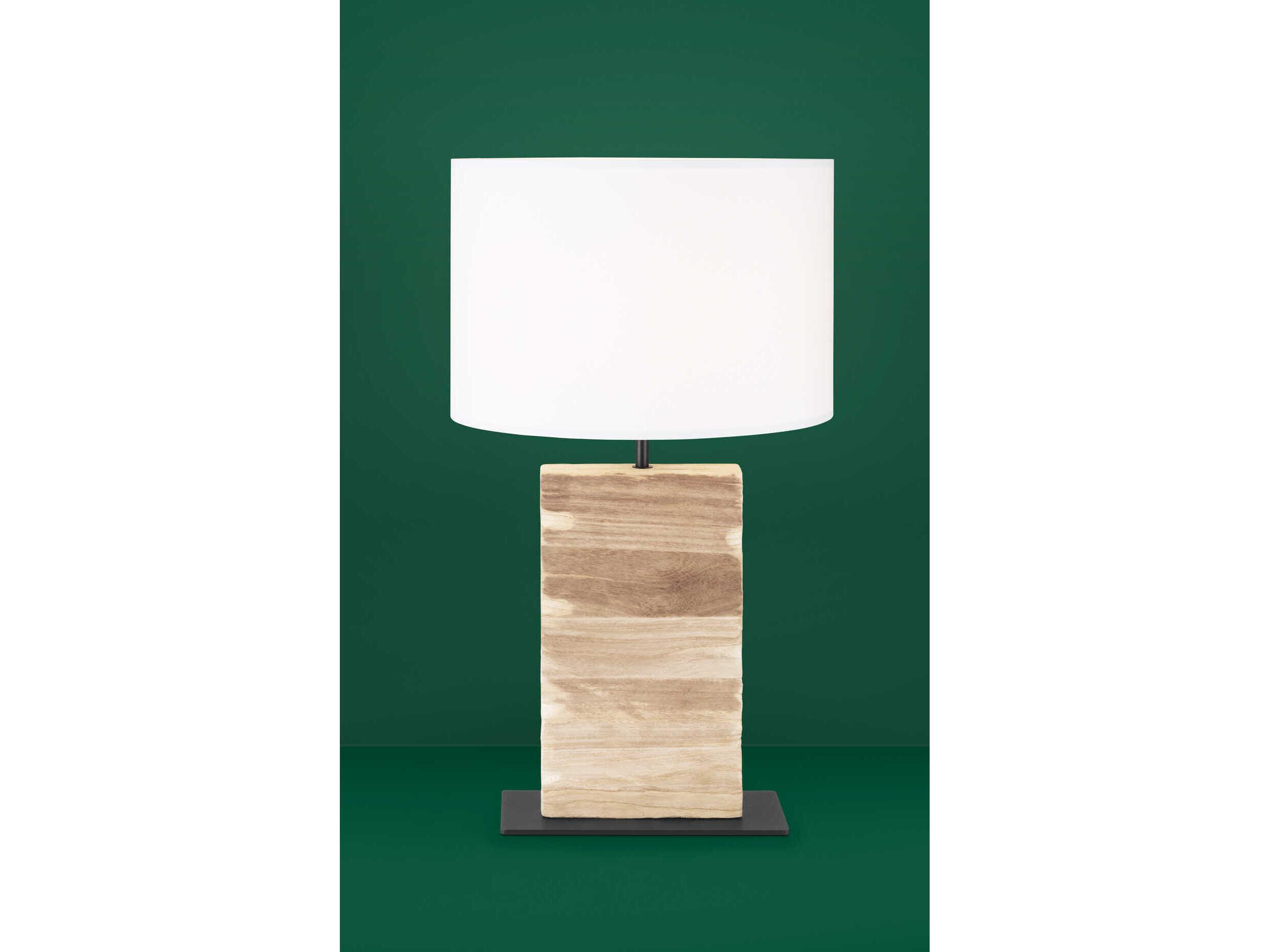 Eglo Contessore Black Wood White Fabric Brown Table Lamp