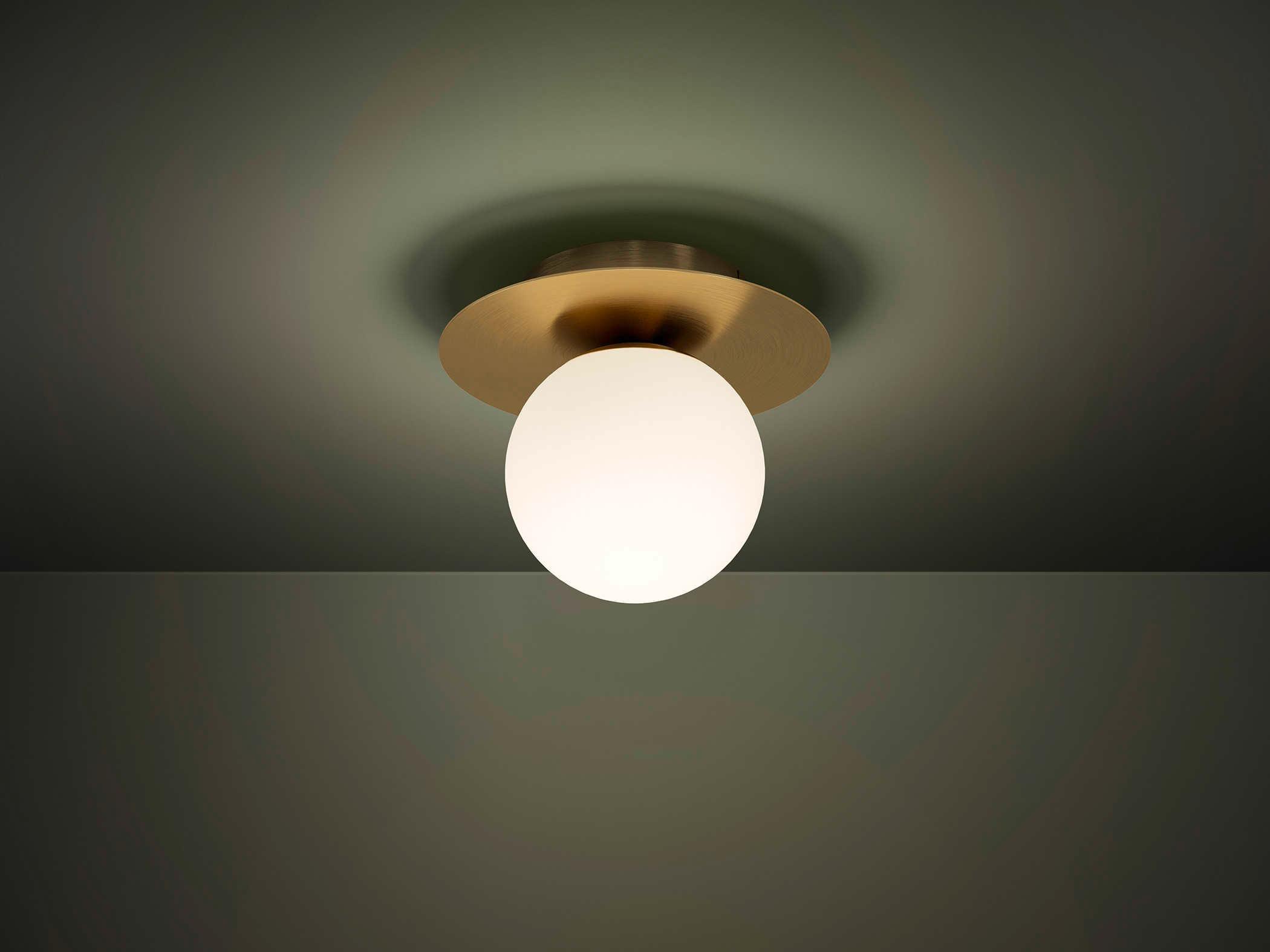 Eglo Arenales 1-Light Brushed Brass White Globe Flush Mount