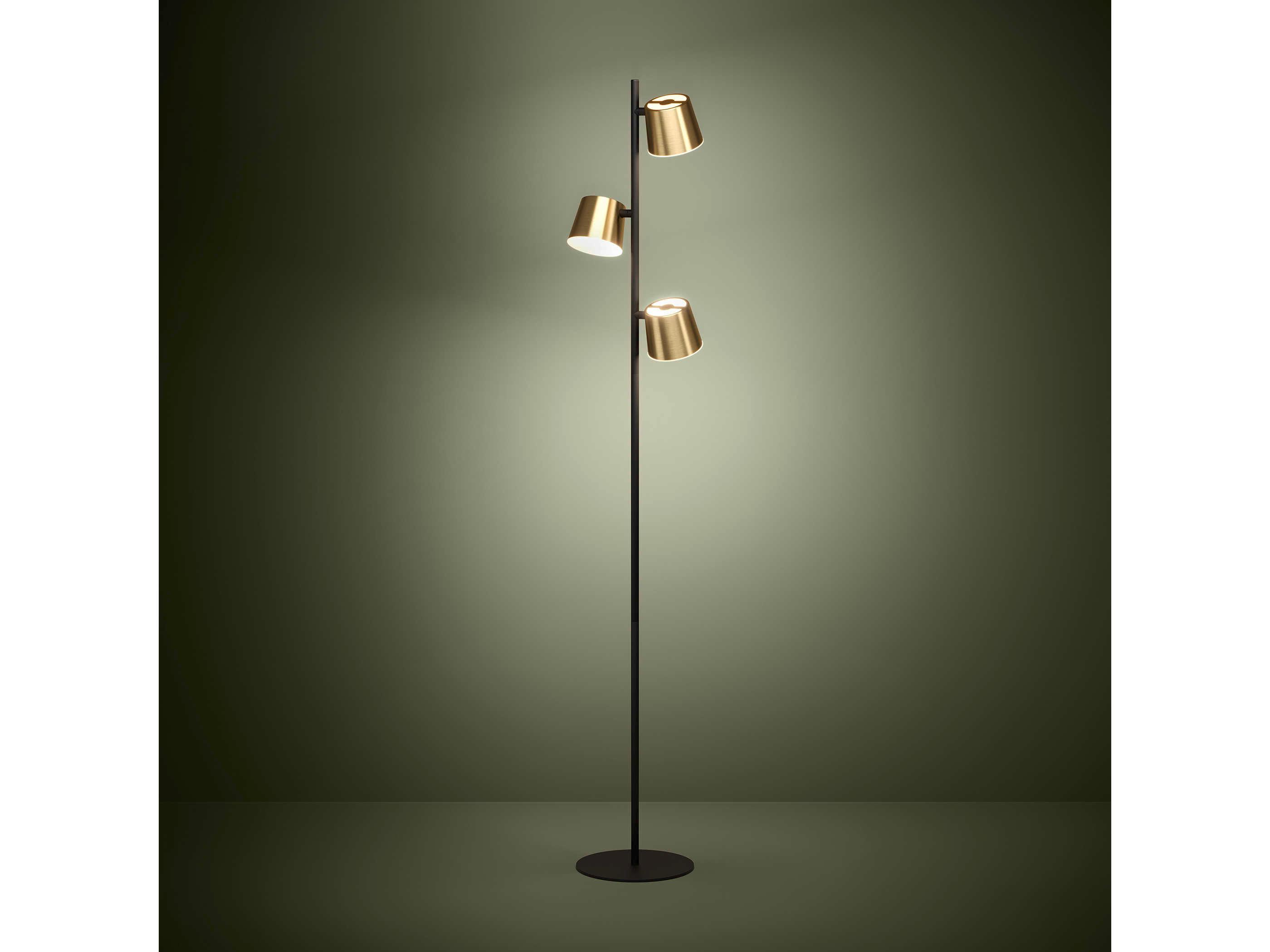 Eglo Altmira Structured Black Brass Exterior White Interior Metal Floor Lamp