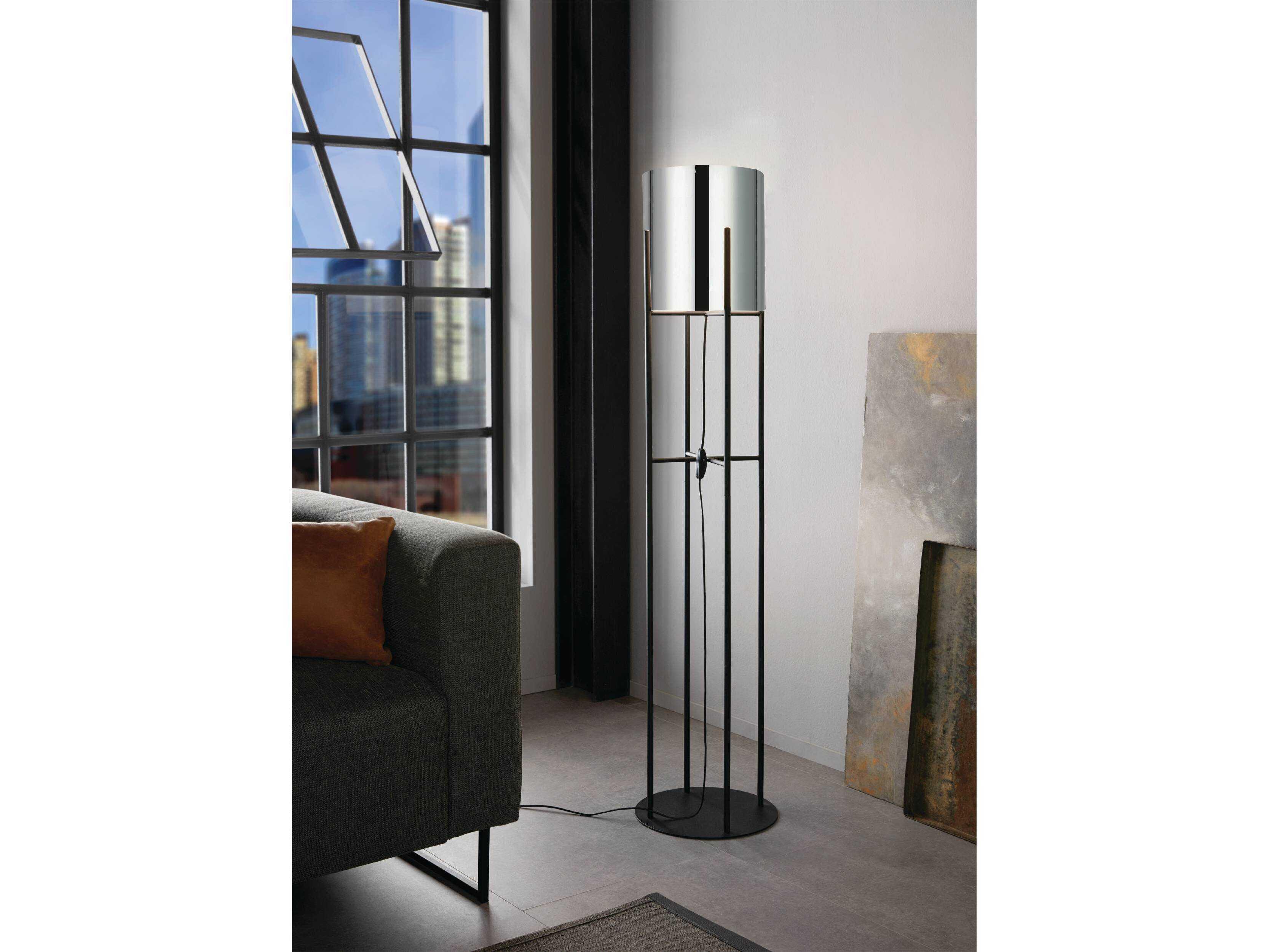 Eglo Glastonbury Black Metallic Smoked Glass Floor Lamp