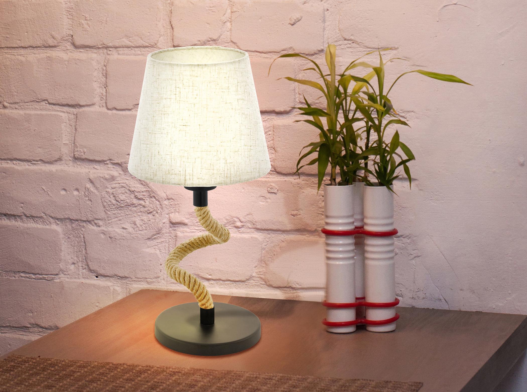 Eglo Rampside Black Brown Creme Fabric Table Lamp