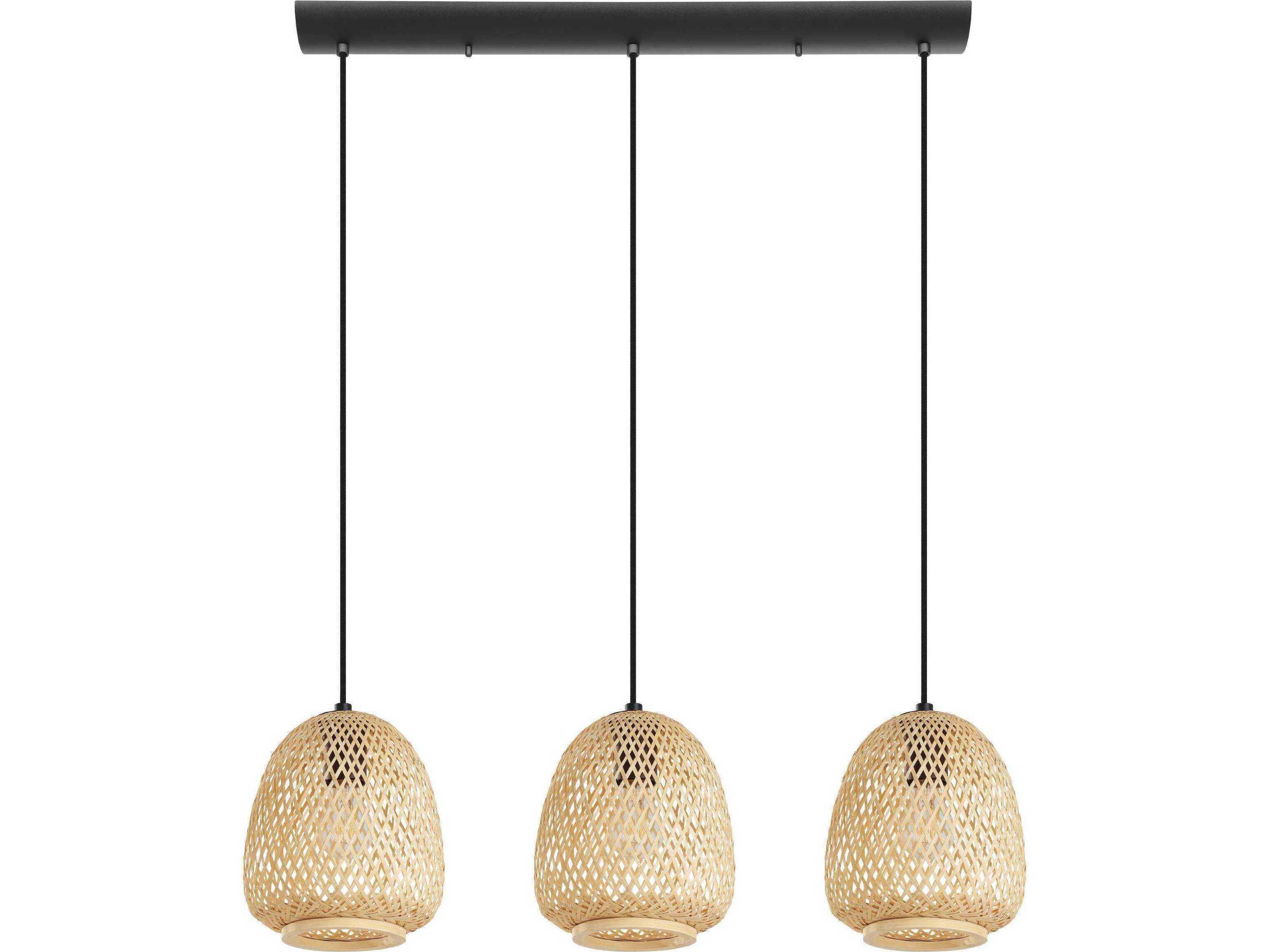Eglo Dembleby 3-Light Black Brown Island Pendant