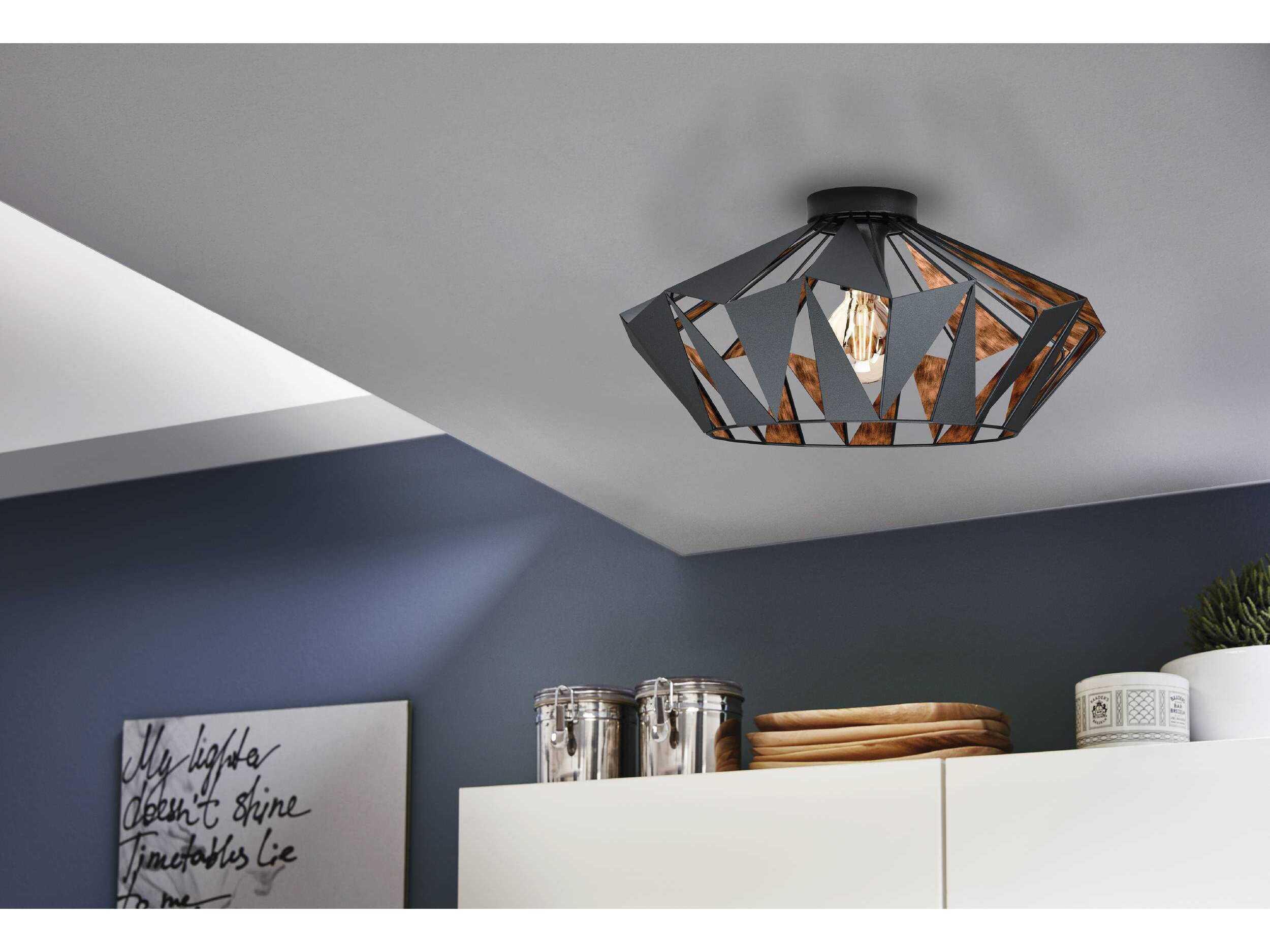 Eglo Carlton 1-Light Black Copper Geometric Flush Mount