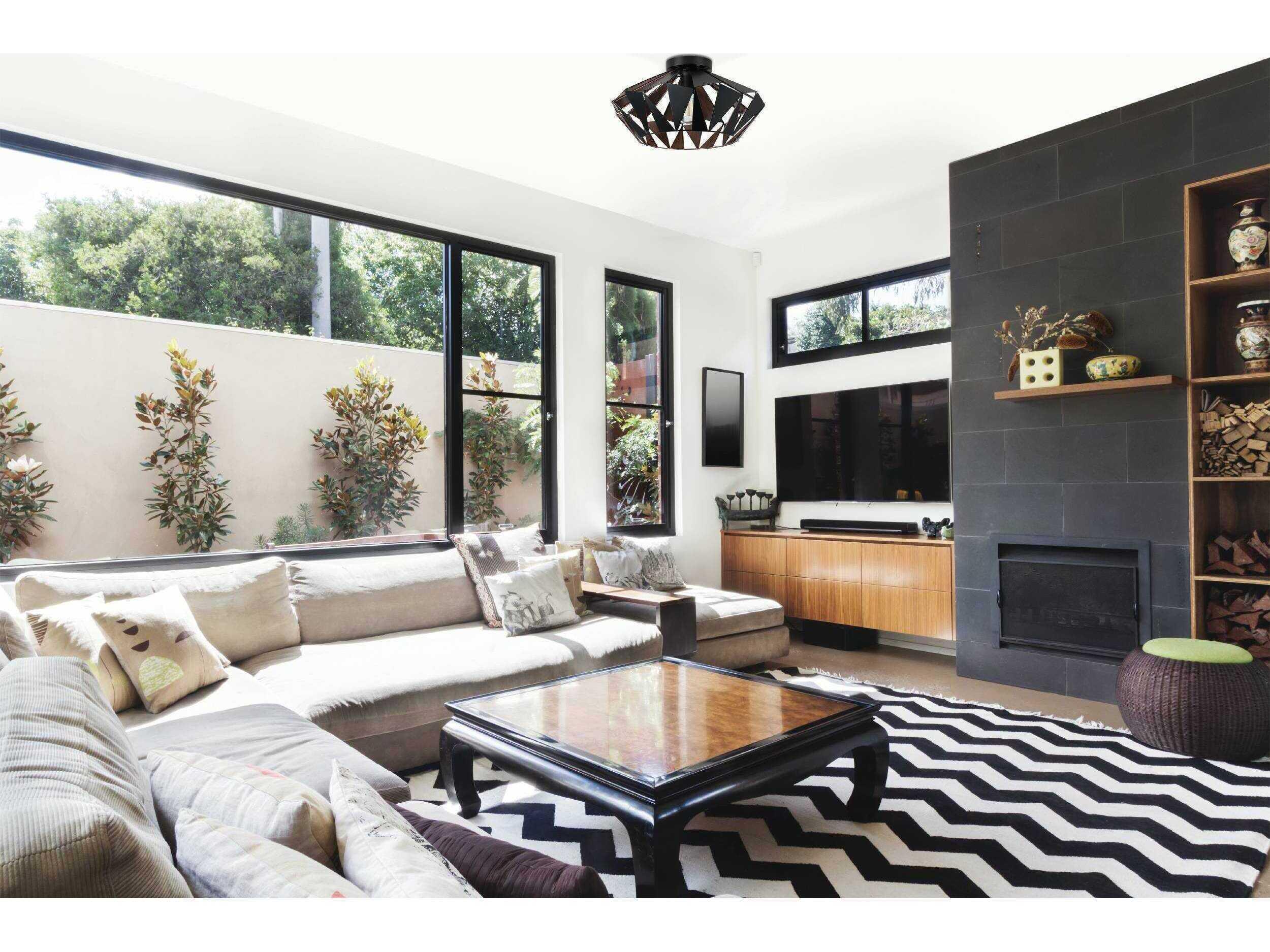 Eglo Carlton 1-Light Black Copper Geometric Flush Mount