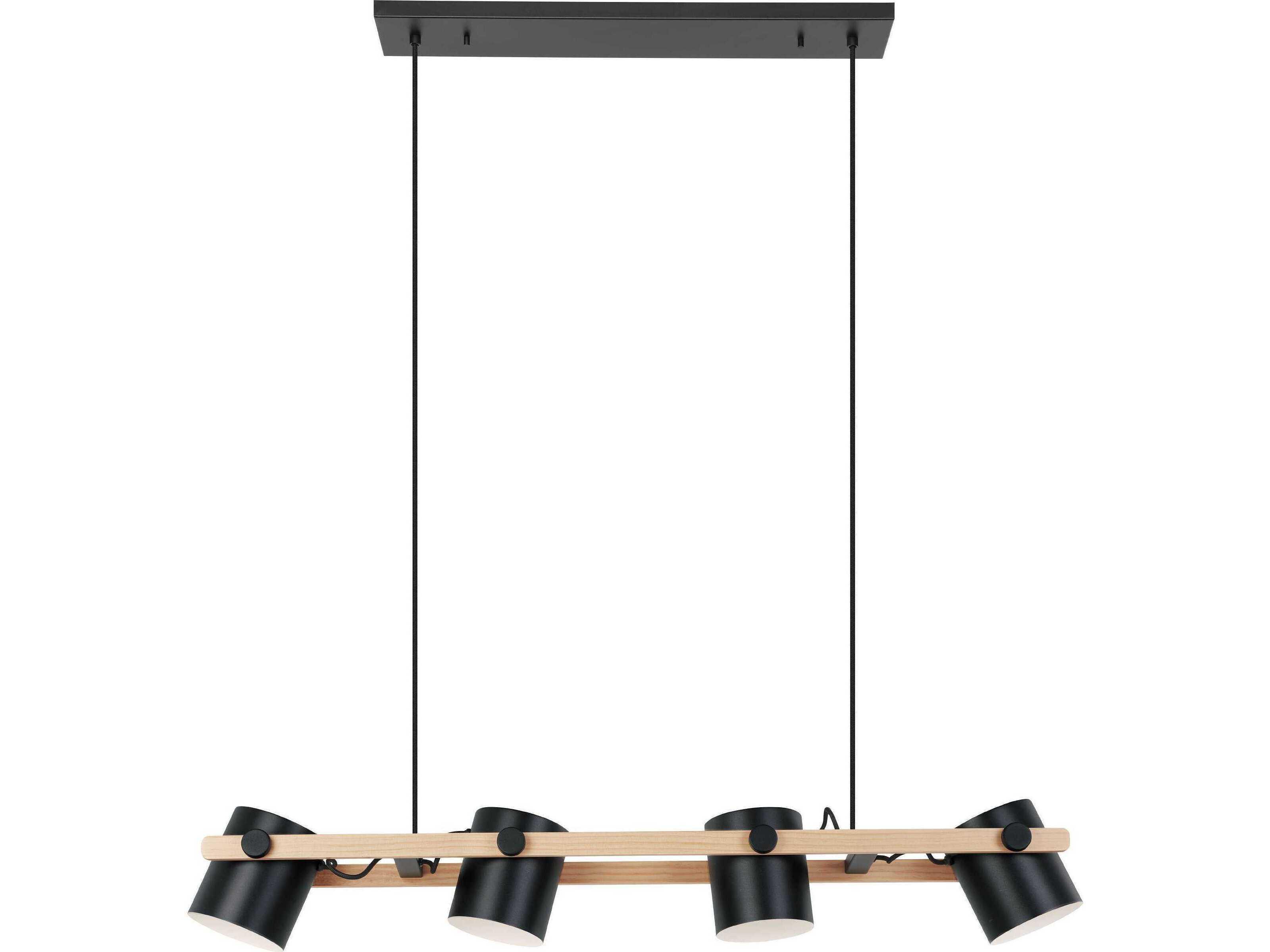 Eglo Hornwood 3-Light Black Natural Wood Island Pendant