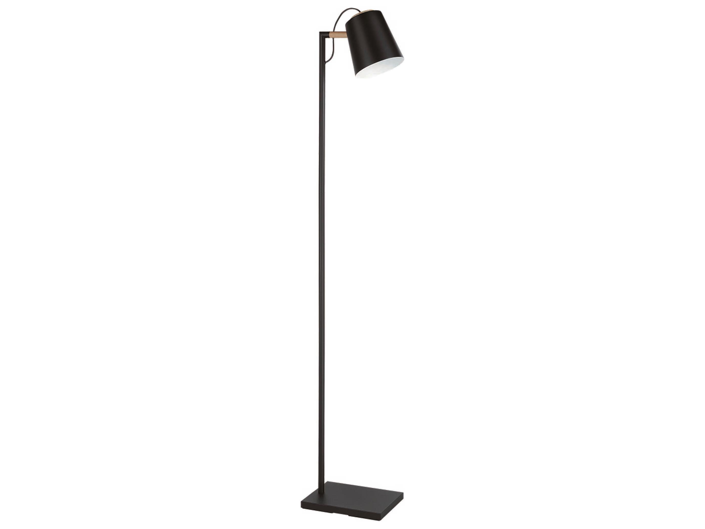 Eglo Lacey Structured Black Natural Wood Floor Lamp