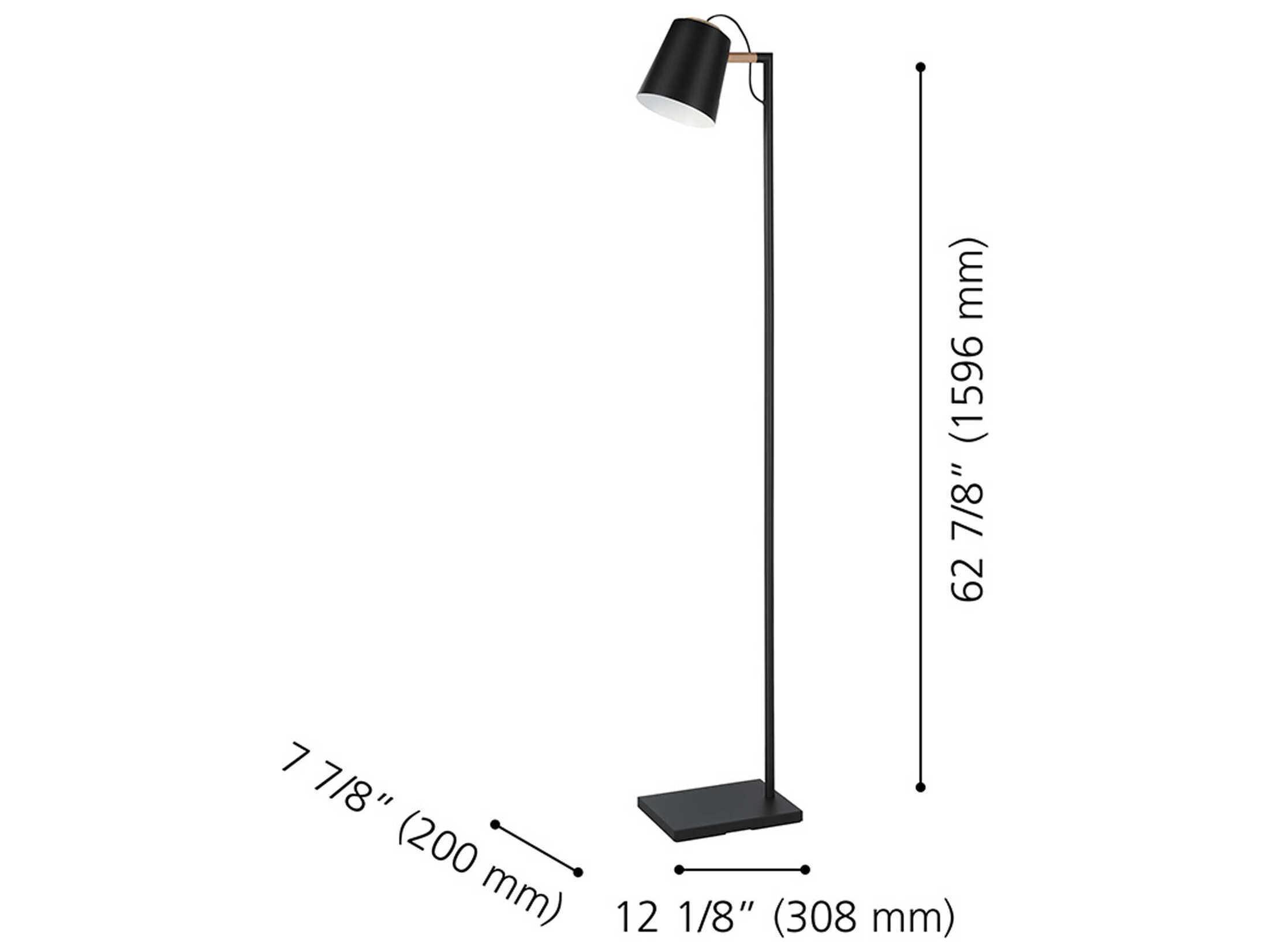 Eglo Lacey Structured Black Natural Wood Floor Lamp